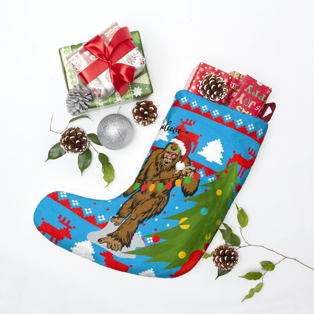 Bigfoot Funny Christmas Stockings Personalized Hanging Stocks for Xmas Tree  Fireplace Family Holiday Decorations