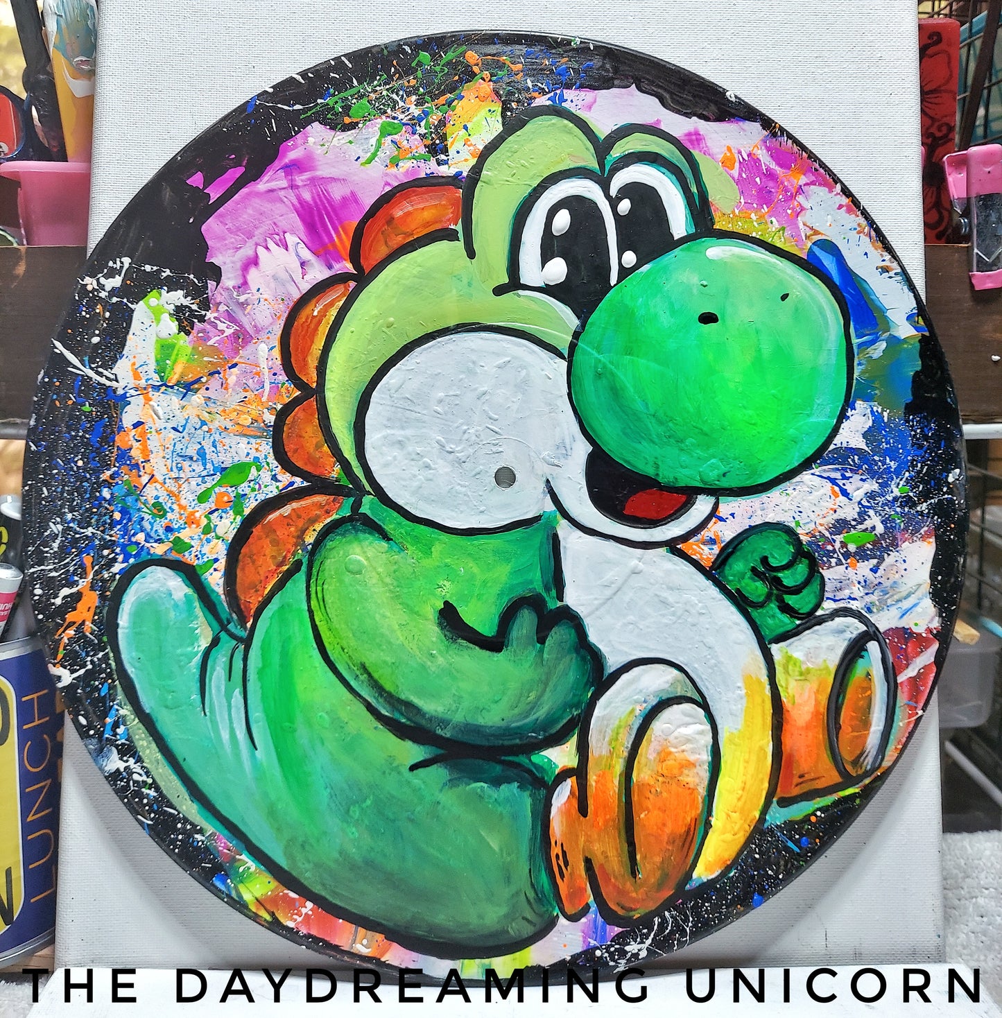 Artwork Painting on Vinyl record Yoshi