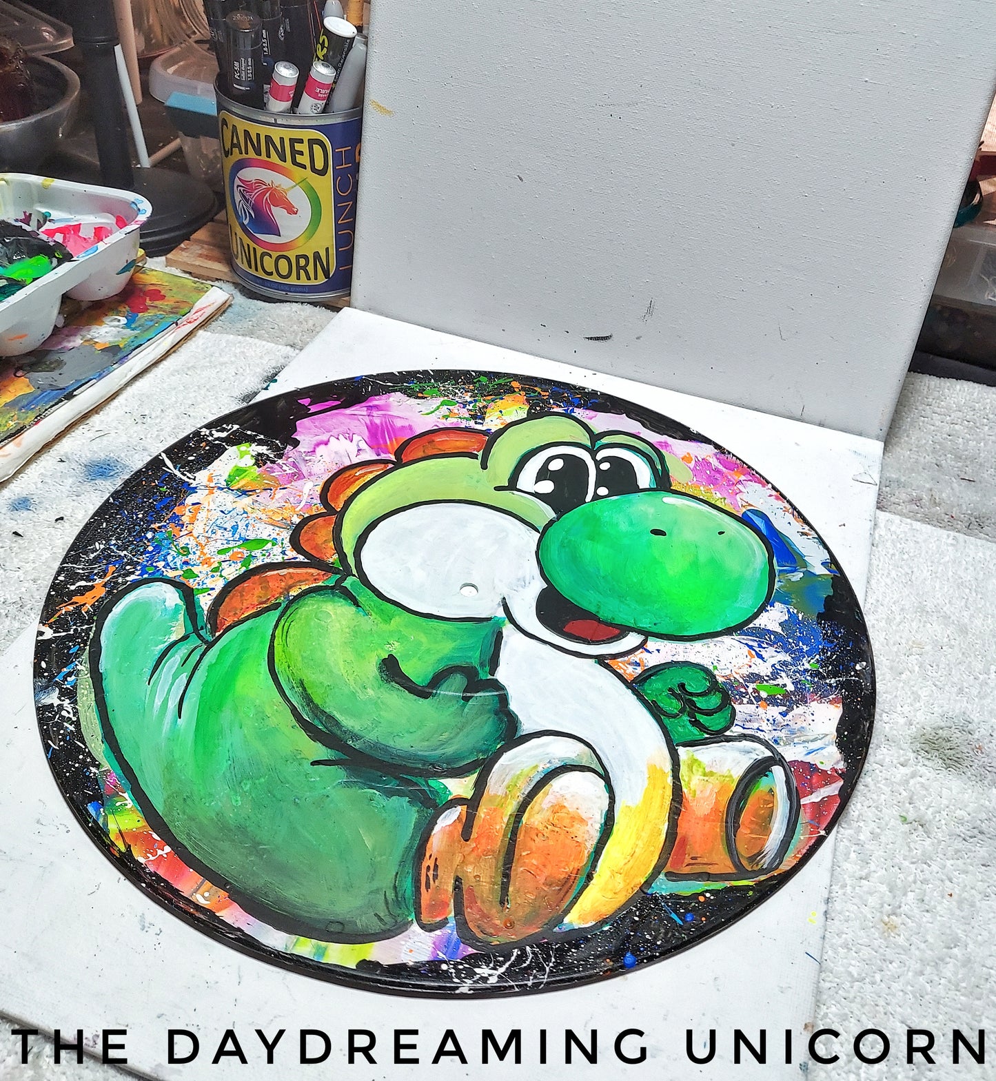 Artwork Painting on Vinyl record Yoshi