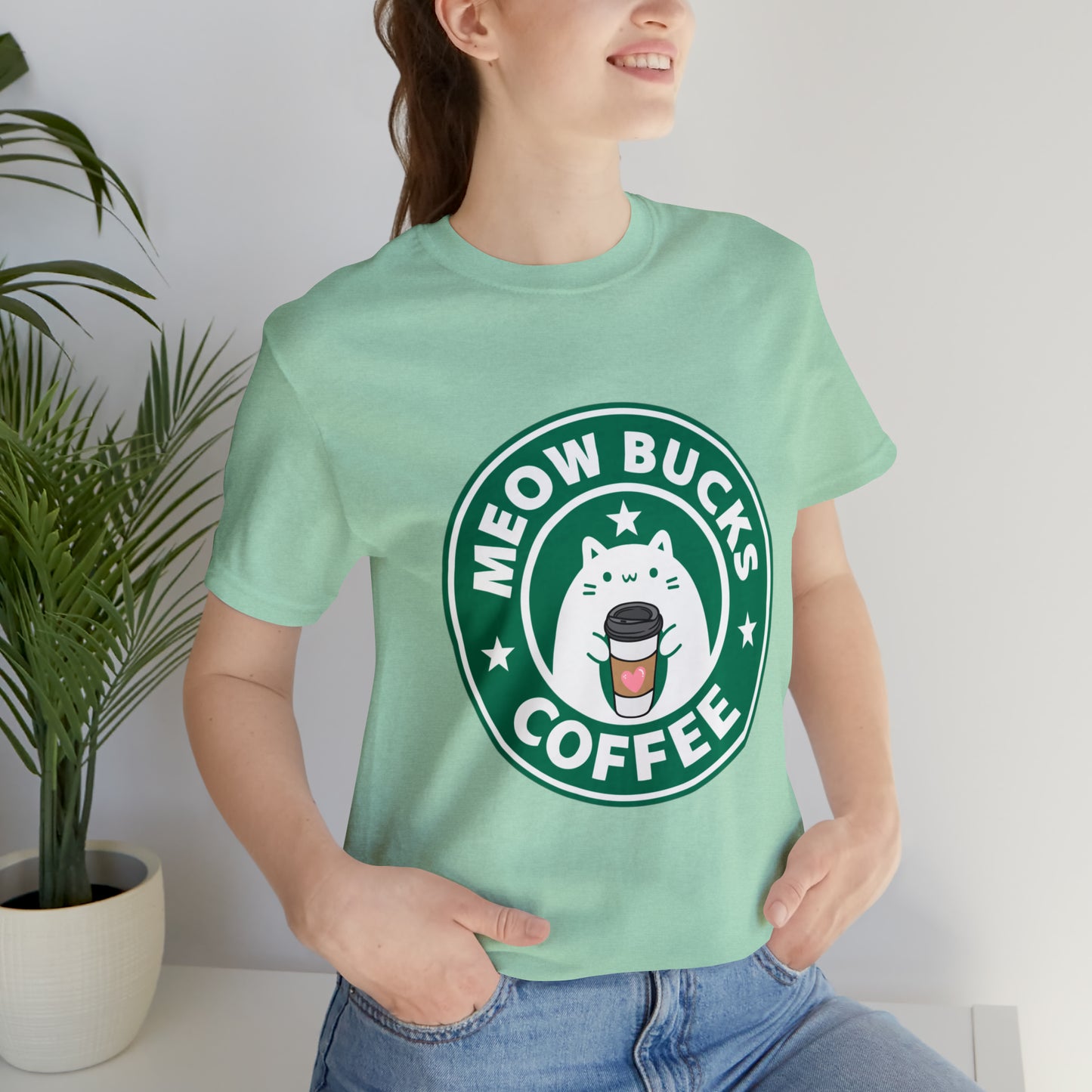 MeowBucks Coffee Unisex Jersey Short Sleeve Tee