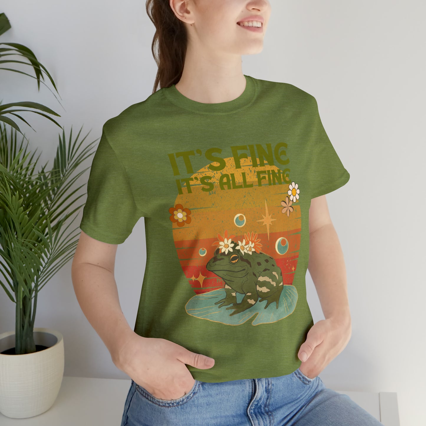 It's fine, it's all fine Cottage Frog Unisex Jersey Short Sleeve Tee