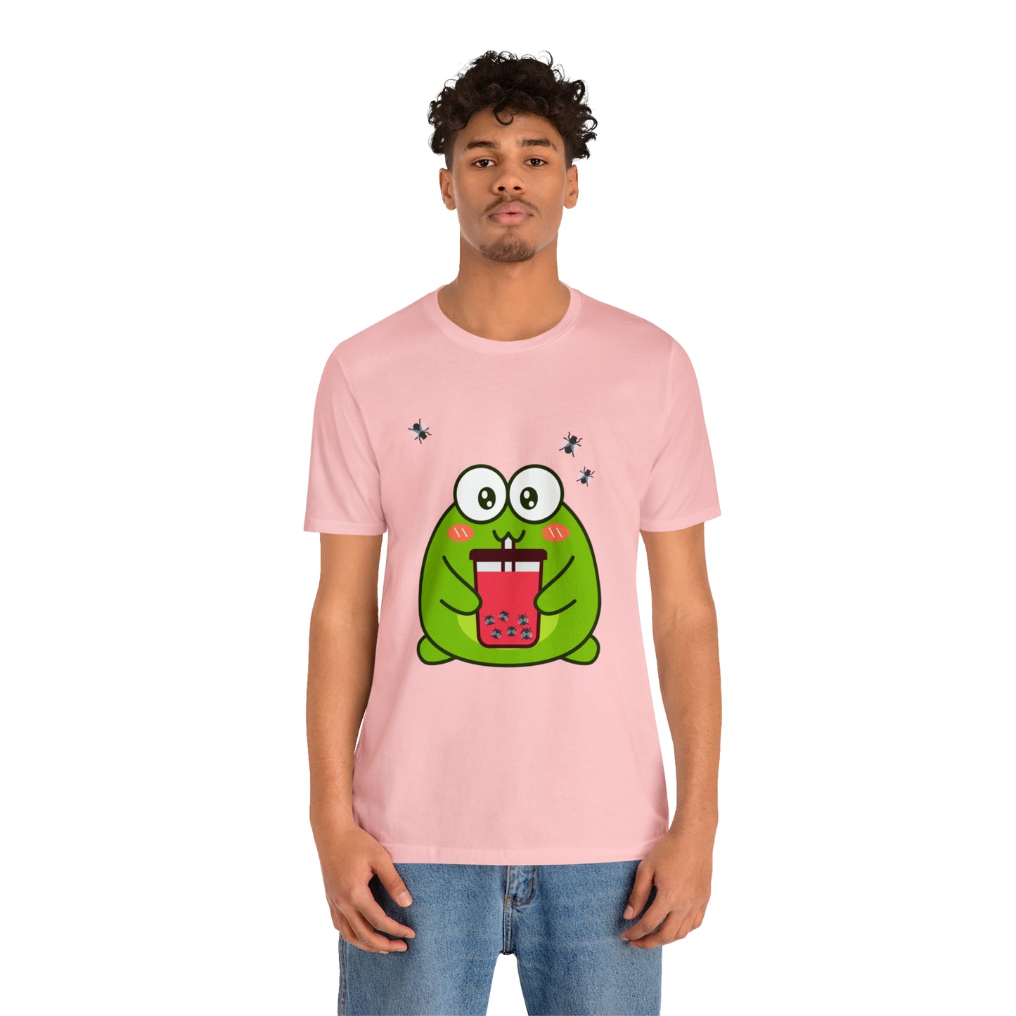 Frog loves boba tea Unisex Jersey Short Sleeve Tee