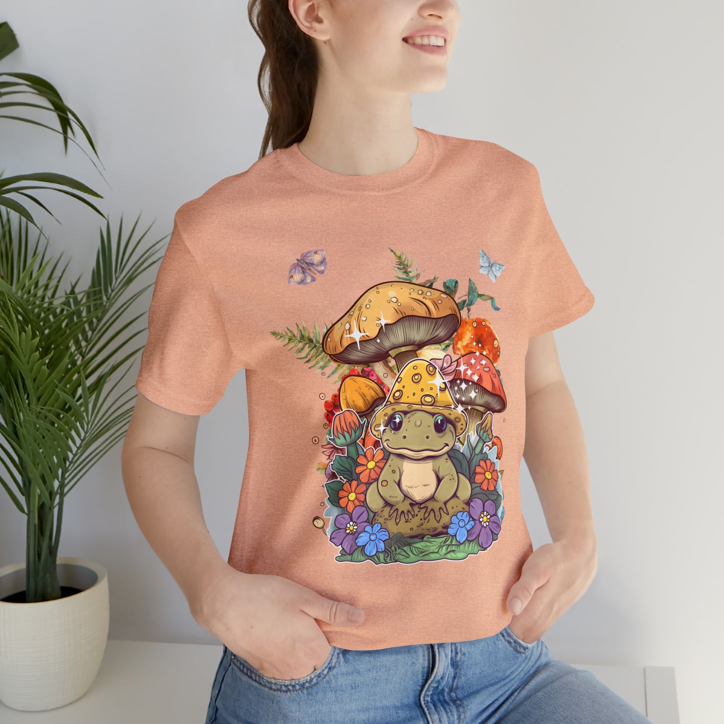 Frog and mushroom cute Unisex Jersey Short Sleeve Tee