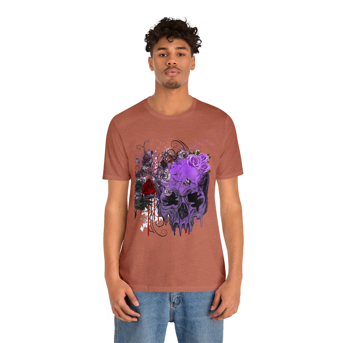 Halloween skull purple Unisex Jersey Short Sleeve Tee