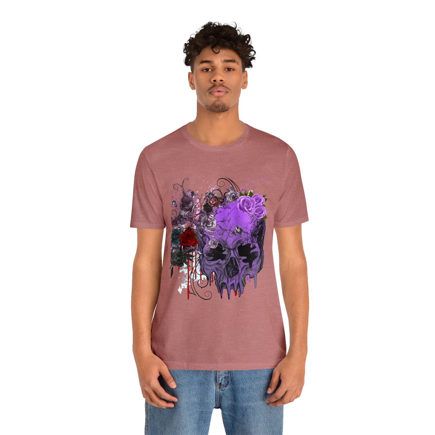 Halloween skull purple Unisex Jersey Short Sleeve Tee