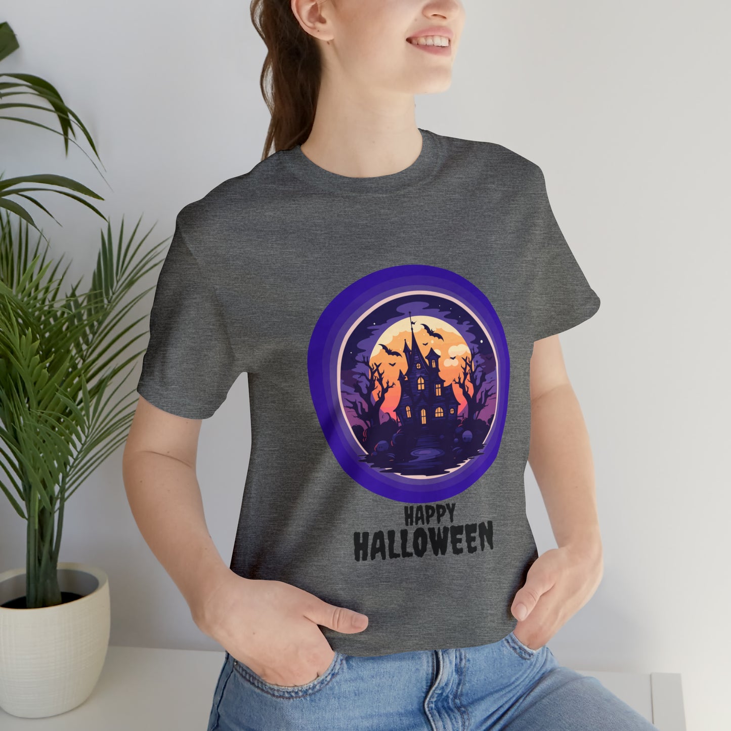 Halloween haunted house Unisex Jersey Short Sleeve Tee