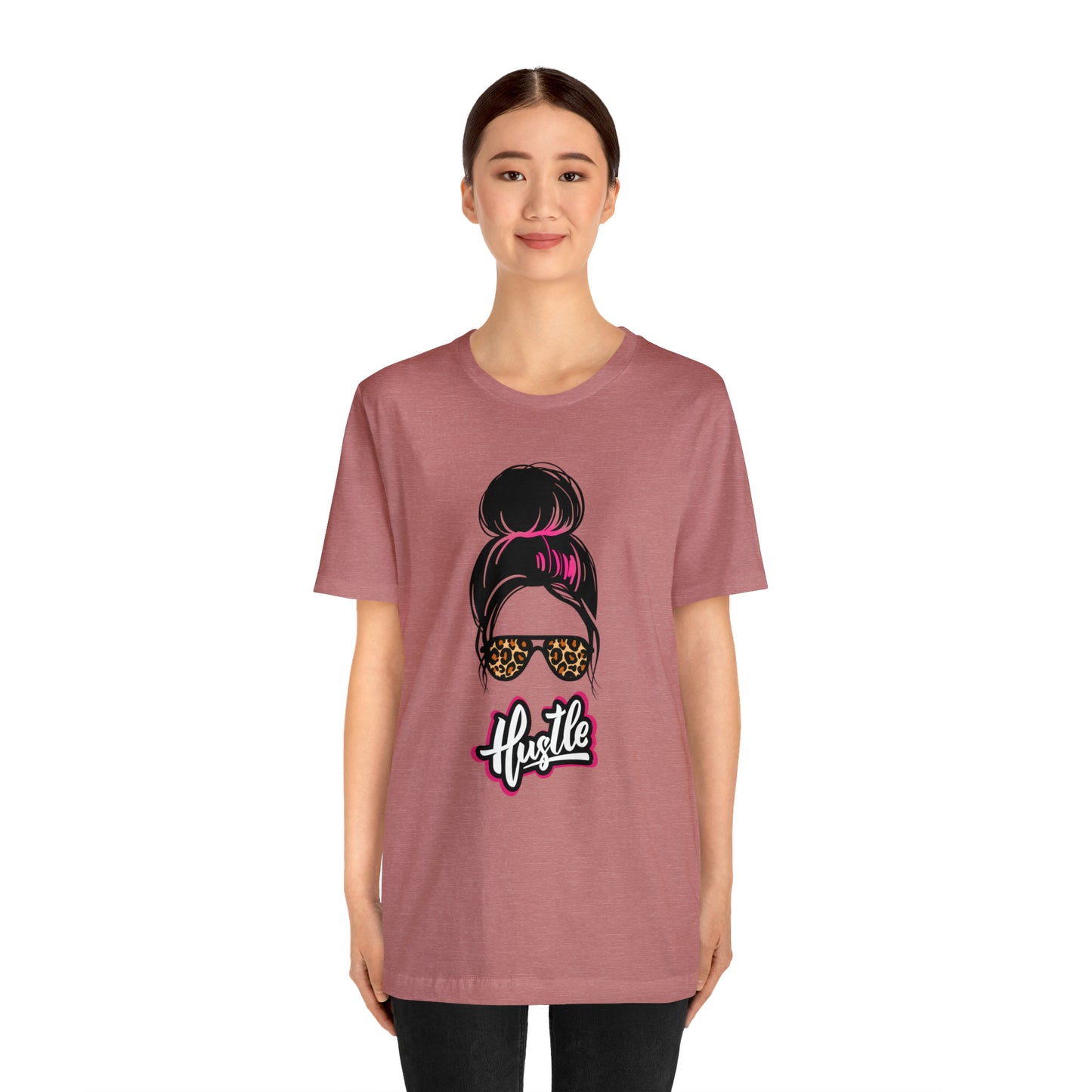 Hustle messy bun pink Unisex Jersey Short Sleeve Tee