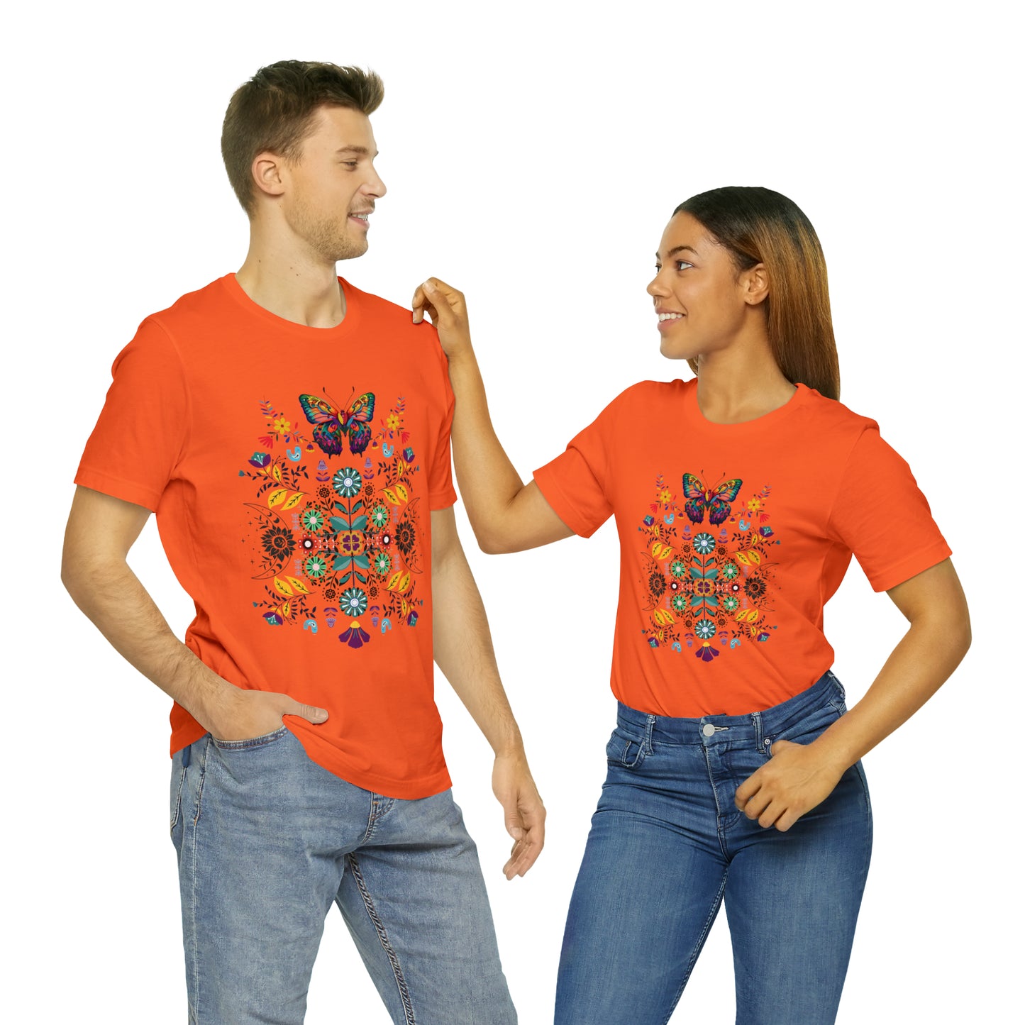 Celestial Folk art butterfly Unisex Jersey Short Sleeve Tee