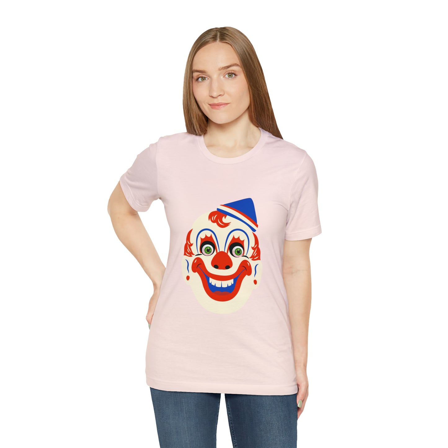 Halloween creepy clown mask Unisex Jersey Short Sleeve Tee