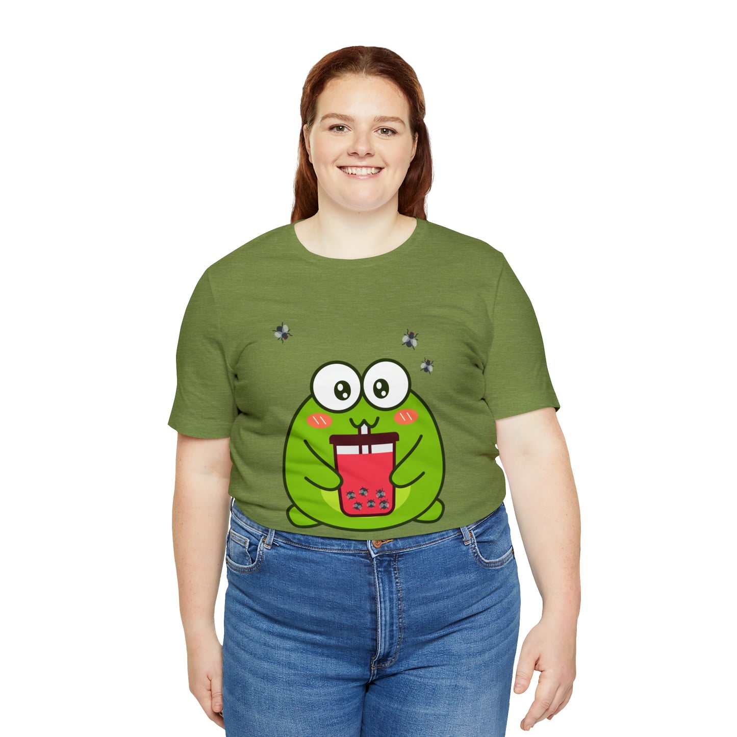 Frog loves boba tea Unisex Jersey Short Sleeve Tee