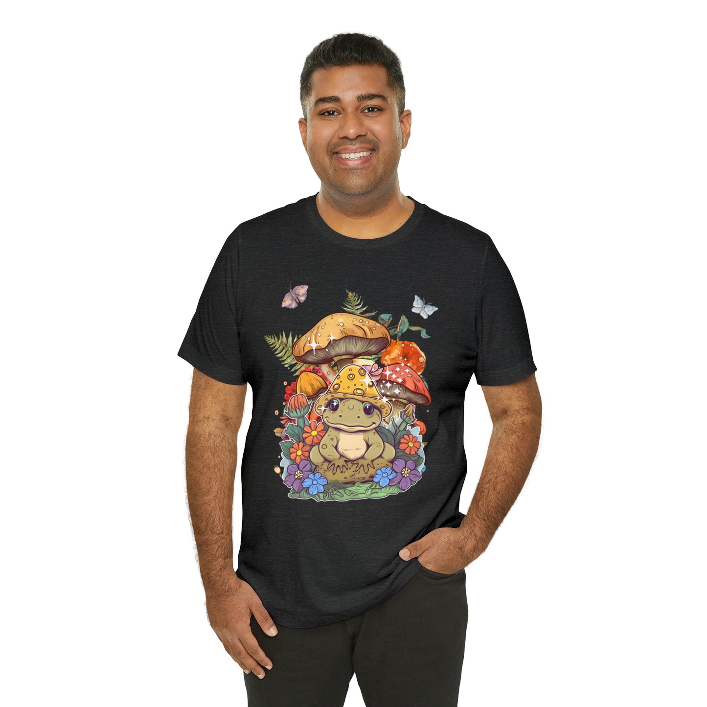 Frog and mushroom cute Unisex Jersey Short Sleeve Tee