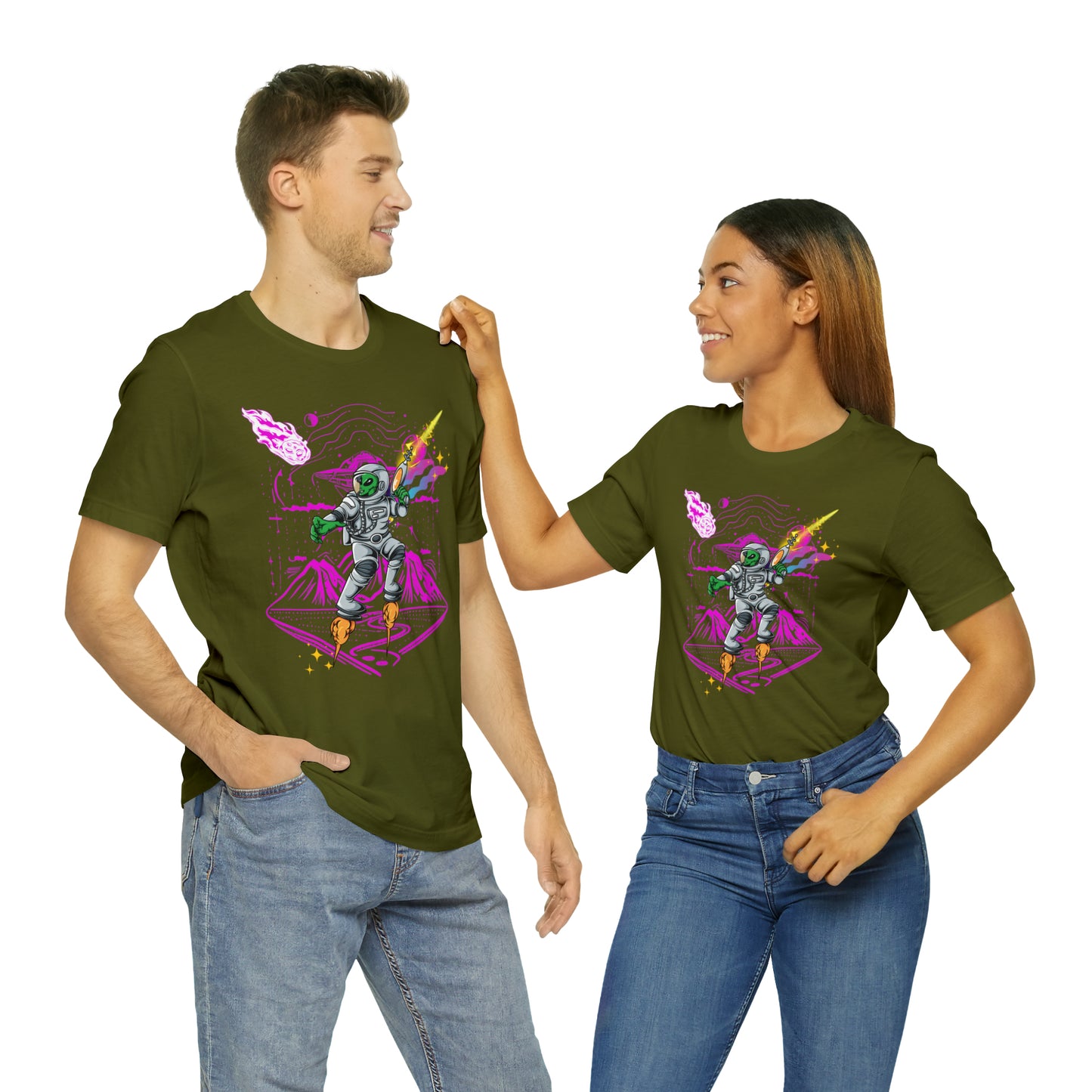 Alien and ray gun Unisex Jersey Short Sleeve Tee