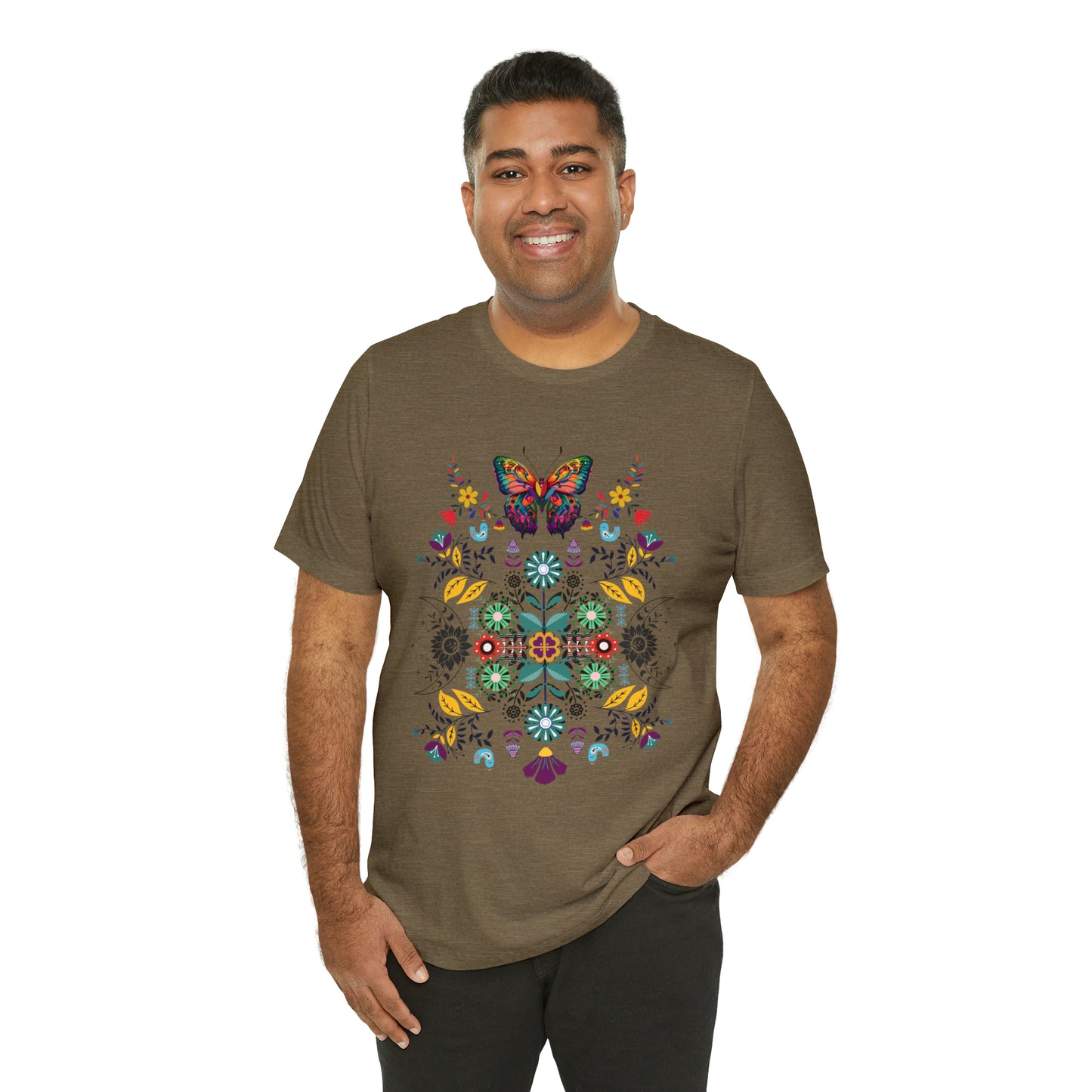 Celestial Folk art butterfly Unisex Jersey Short Sleeve Tee