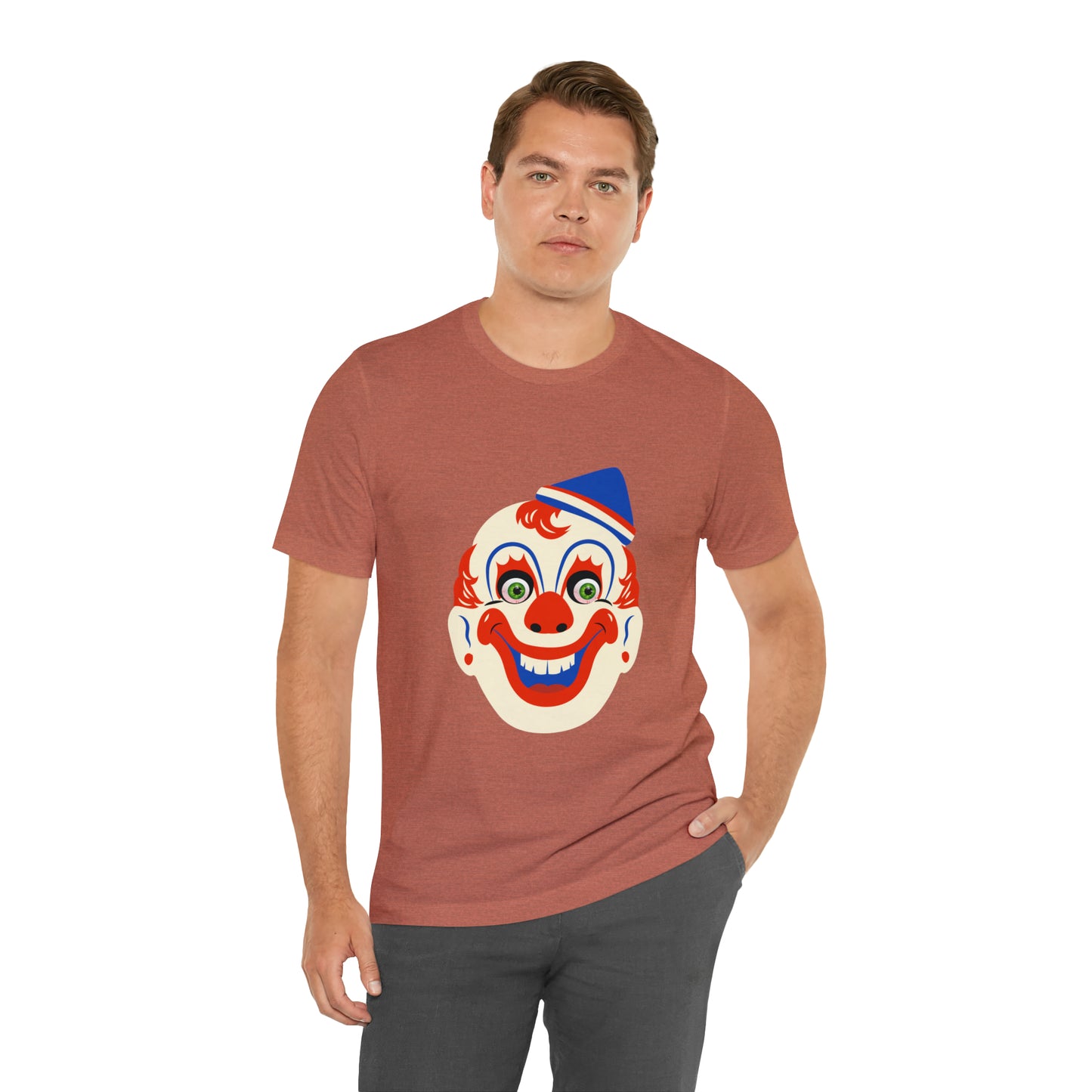 Halloween creepy clown mask Unisex Jersey Short Sleeve Tee