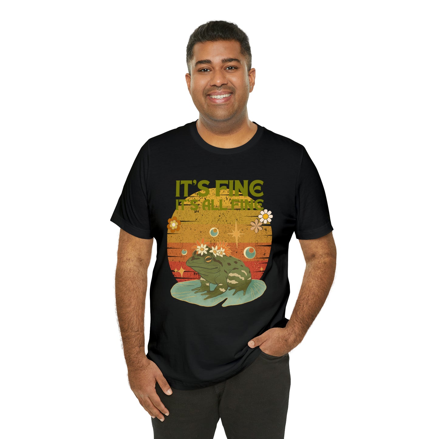 It's fine, it's all fine Cottage Frog Unisex Jersey Short Sleeve Tee