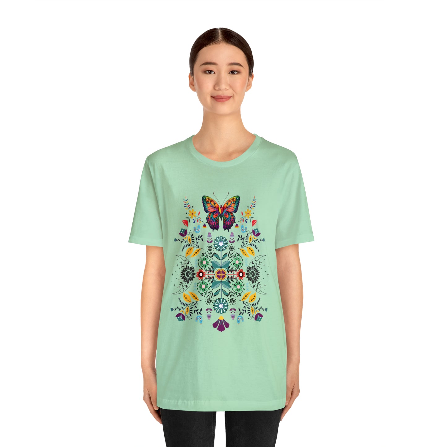 Celestial Folk art butterfly Unisex Jersey Short Sleeve Tee