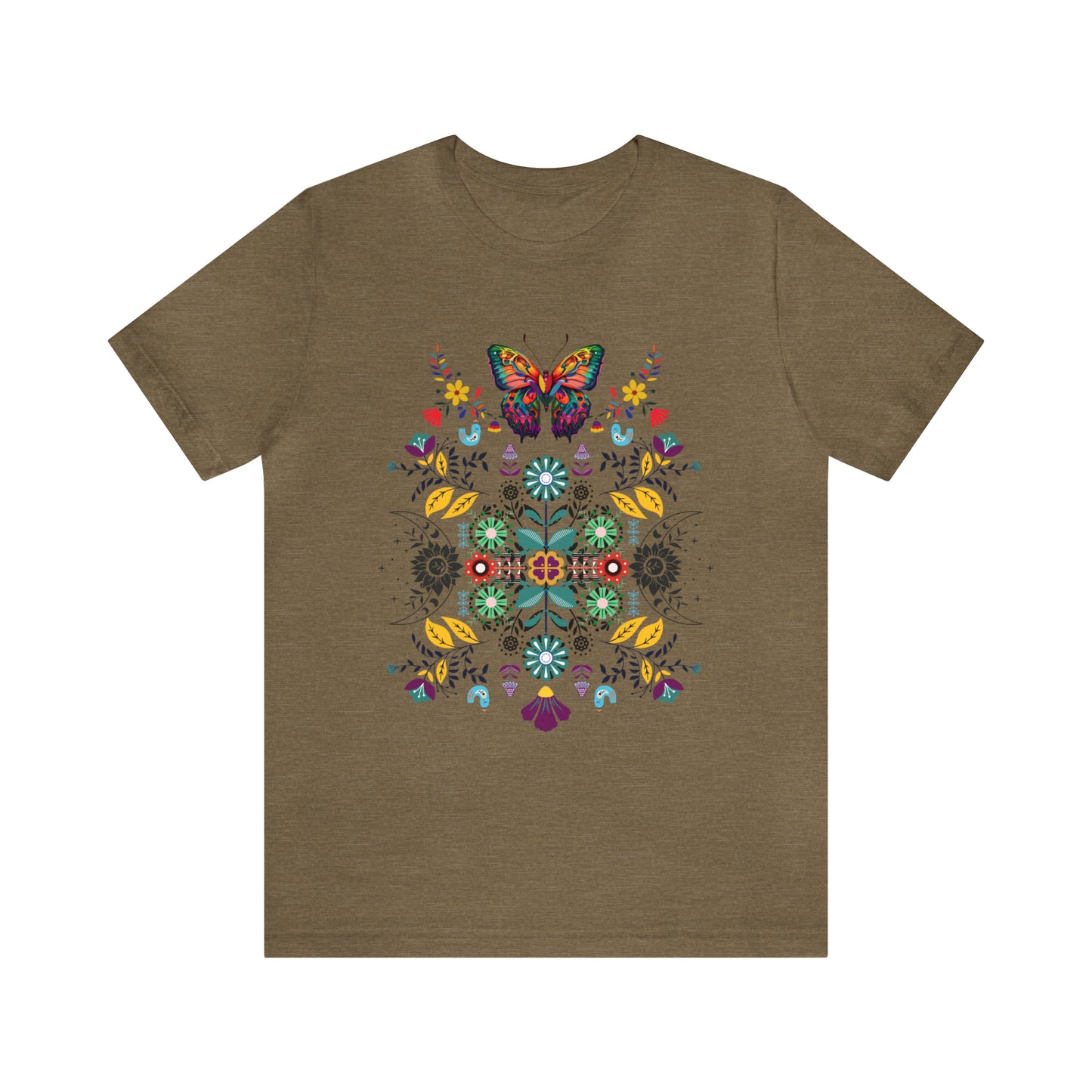 Celestial Folk art butterfly Unisex Jersey Short Sleeve Tee