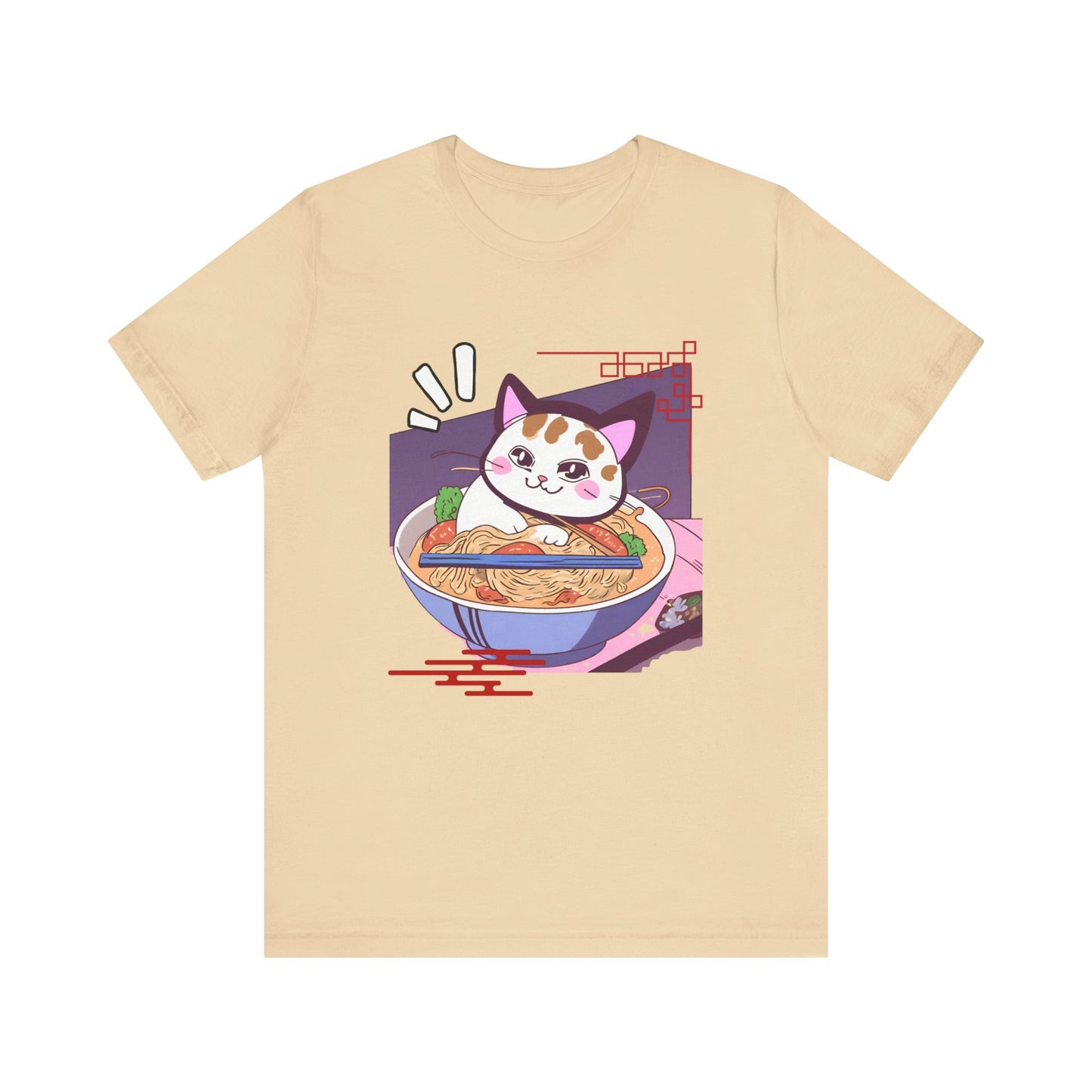 Kawaii cat with Ramen Unisex Jersey Short Sleeve Tee