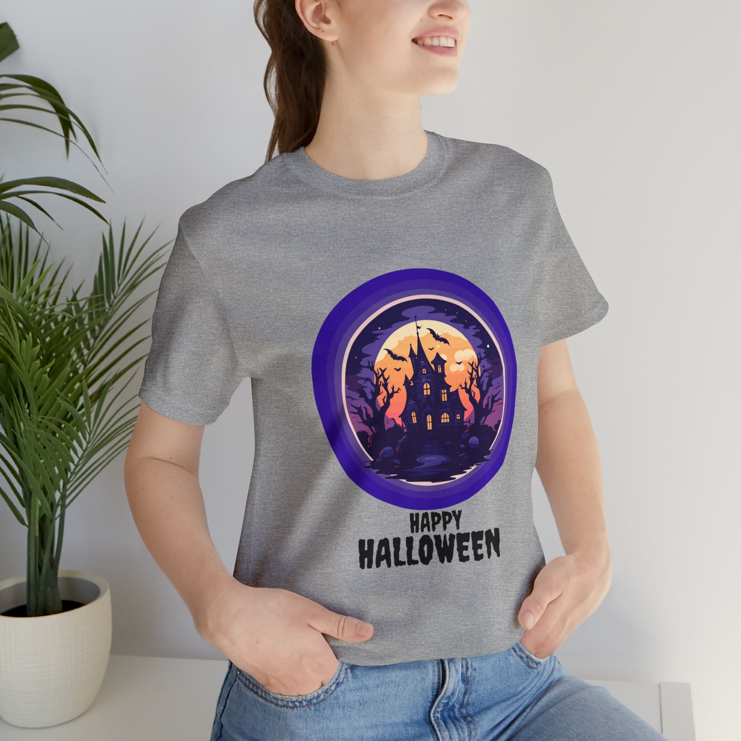 Halloween haunted house Unisex Jersey Short Sleeve Tee