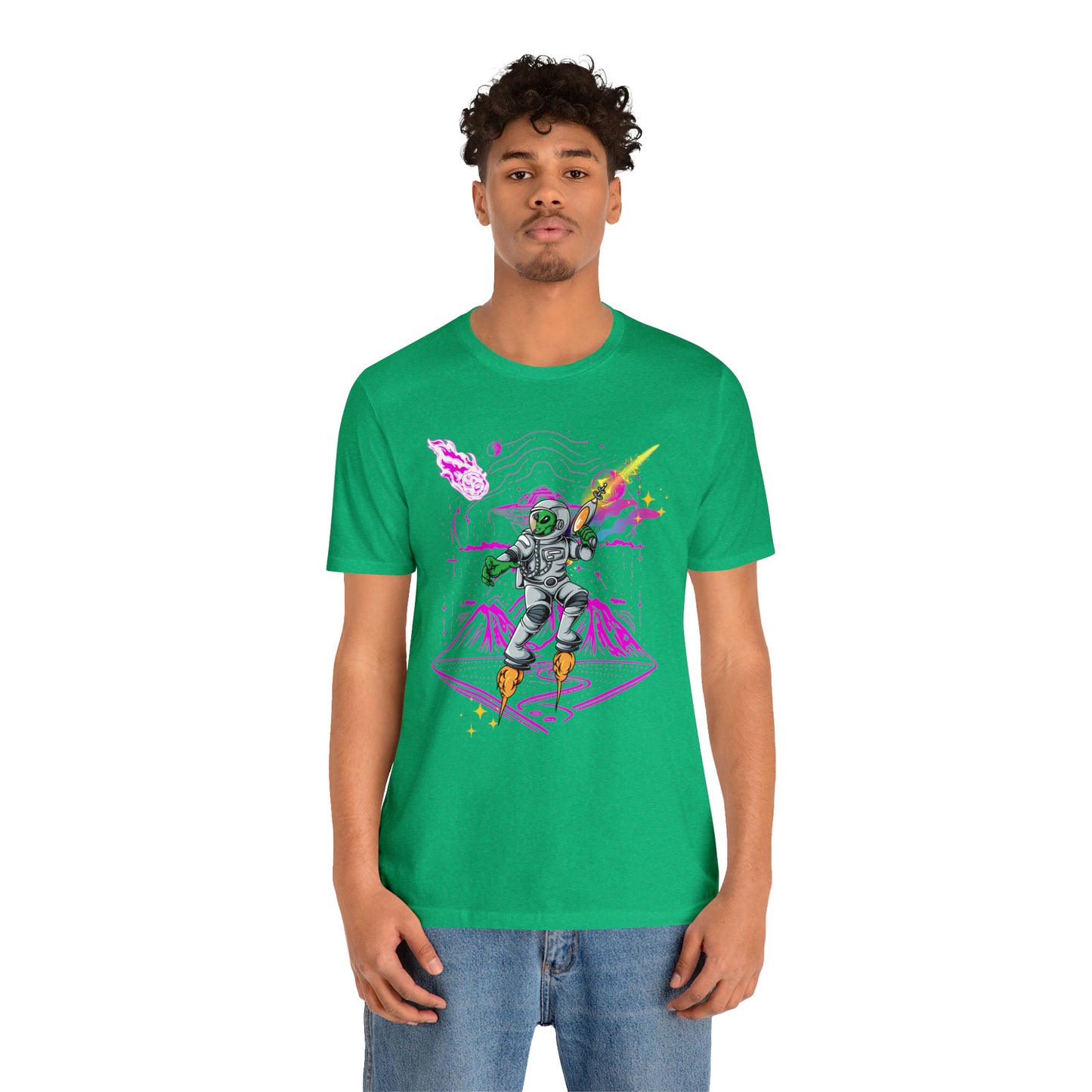 Alien and ray gun Unisex Jersey Short Sleeve Tee