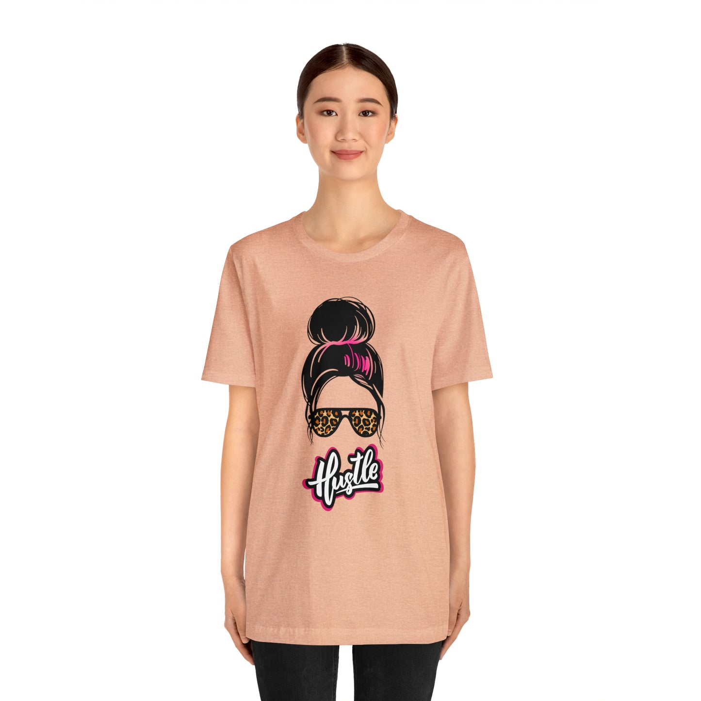 Hustle messy bun pink Unisex Jersey Short Sleeve Tee