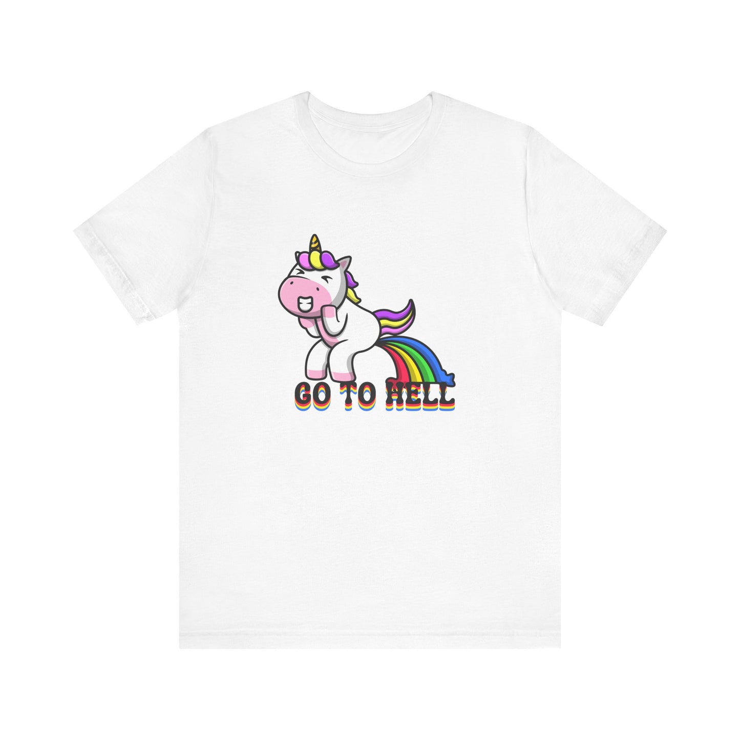 Unicorn Go to Hell funny Unisex Jersey Short Sleeve Tee