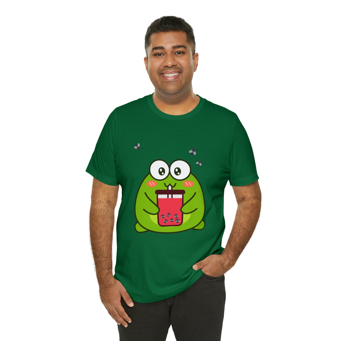 Frog loves boba tea Unisex Jersey Short Sleeve Tee