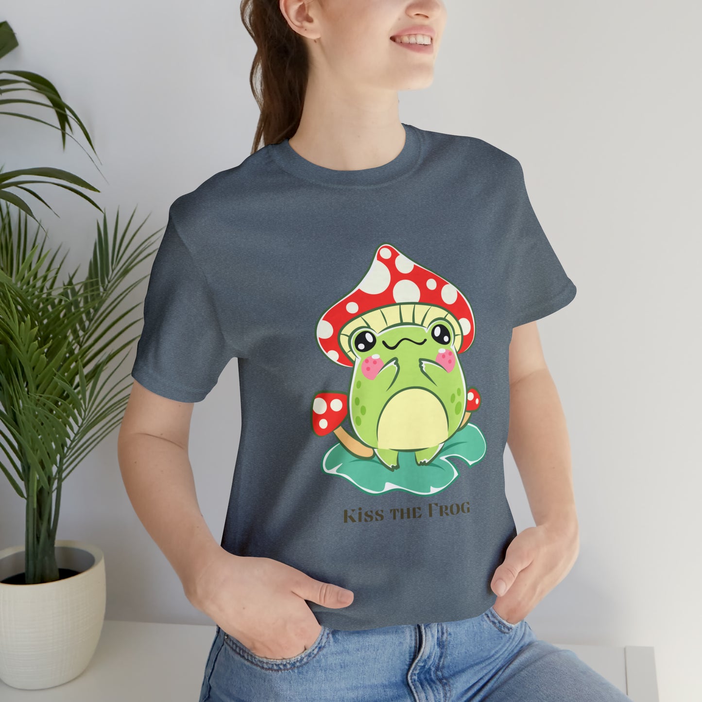 Kiss the frog kawaii cute Unisex Jersey Short Sleeve Tee