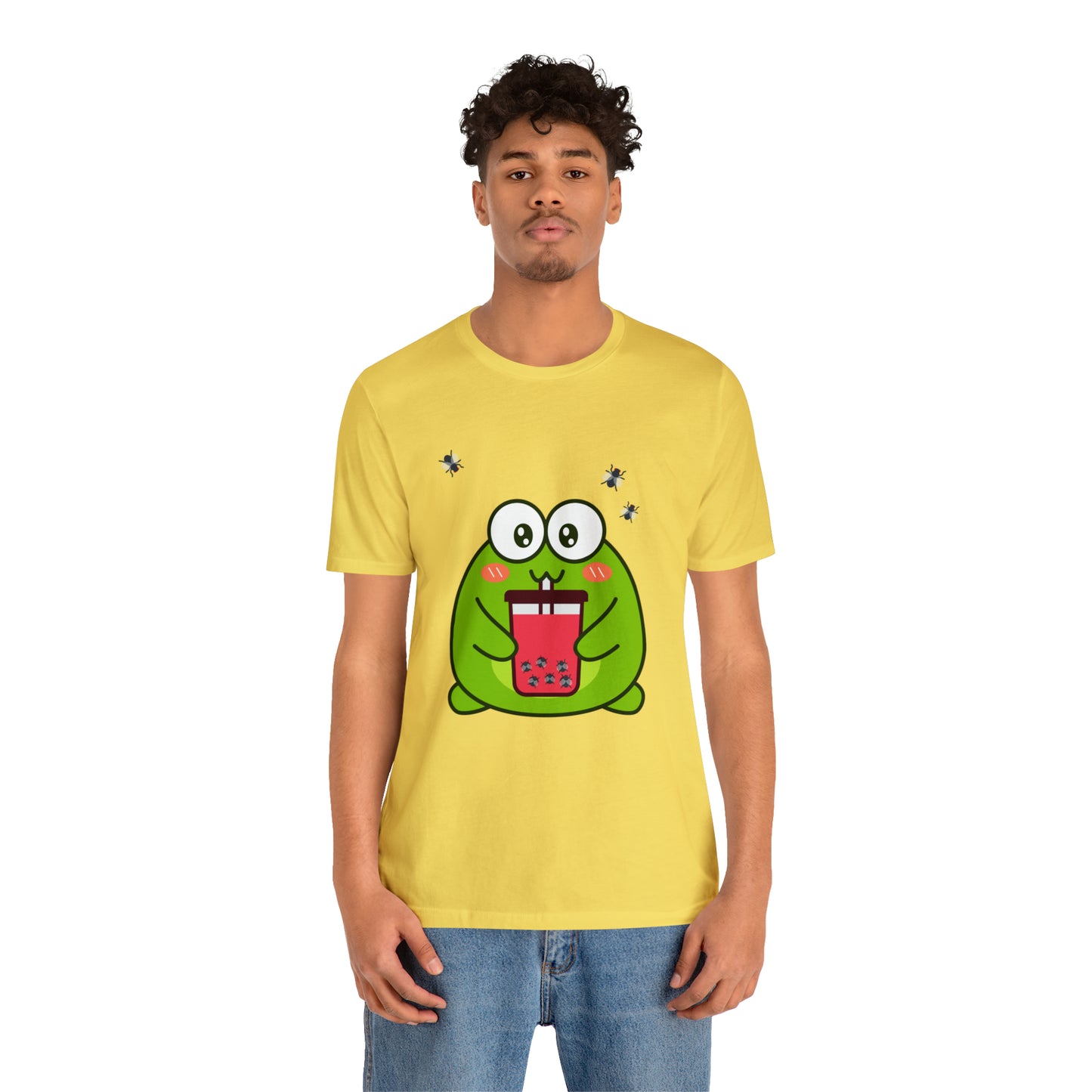 Frog loves boba tea Unisex Jersey Short Sleeve Tee