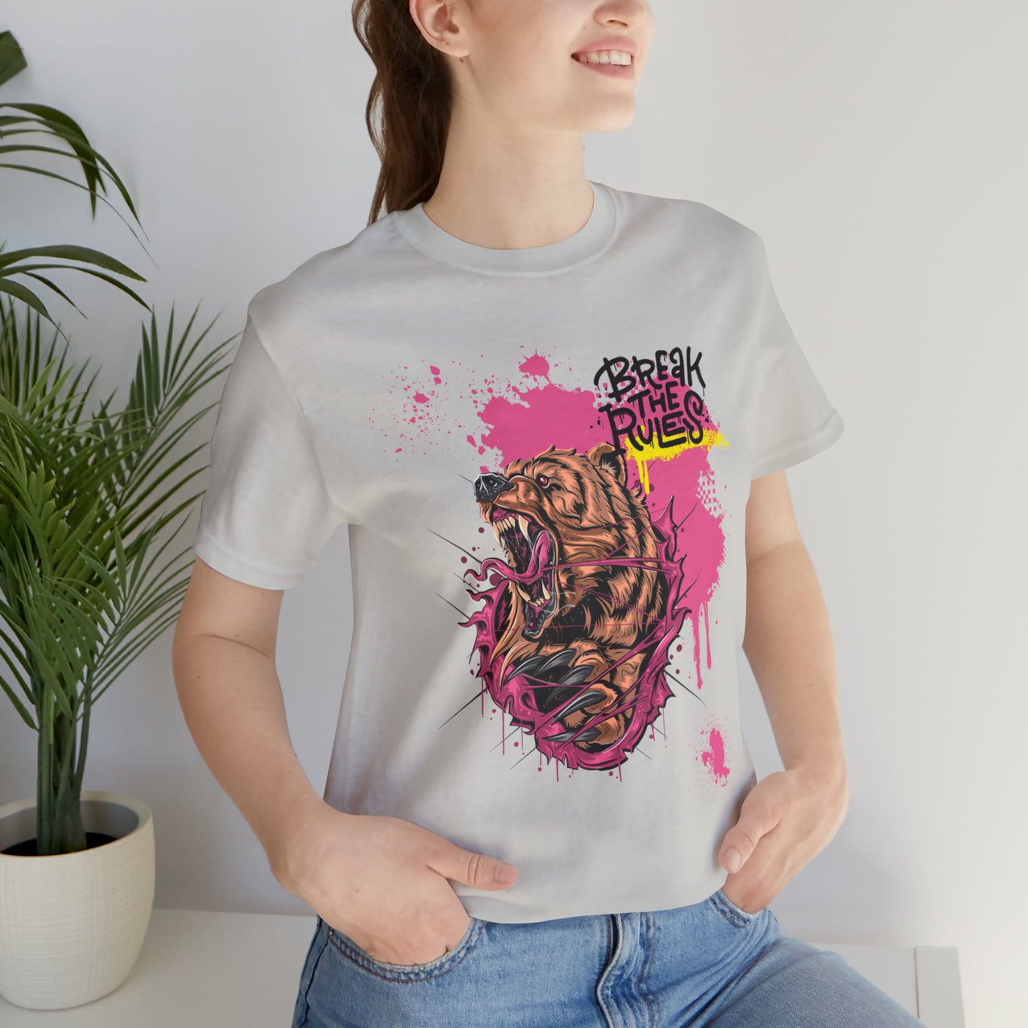 Break the rules Bear Unisex Jersey Short Sleeve Tee