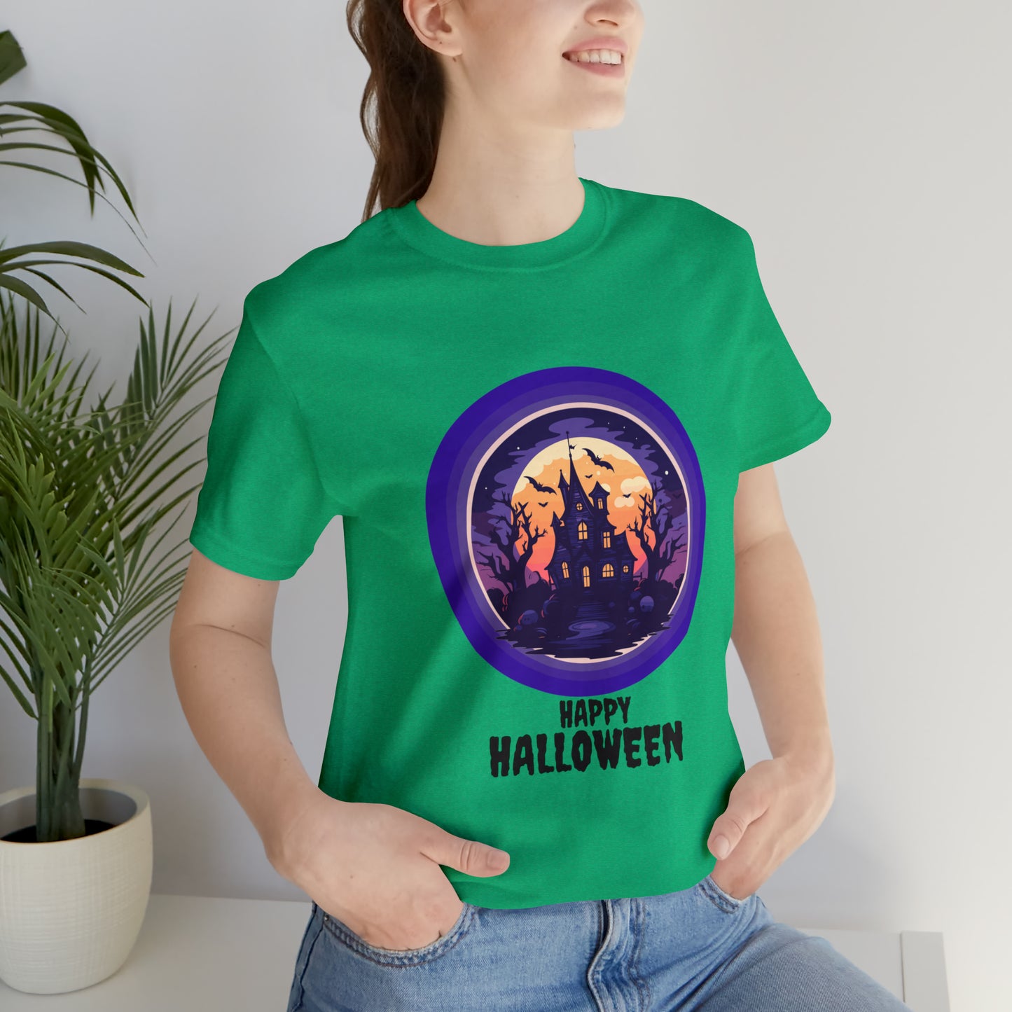 Halloween haunted house Unisex Jersey Short Sleeve Tee