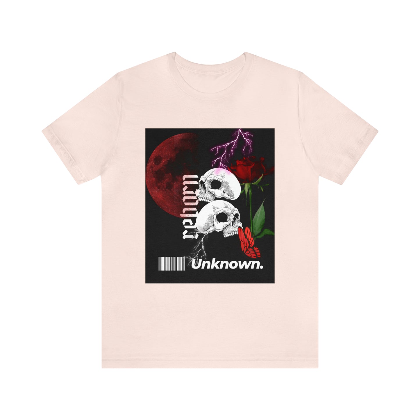 Reborn skull with red rose Unisex Jersey Short Sleeve Tee