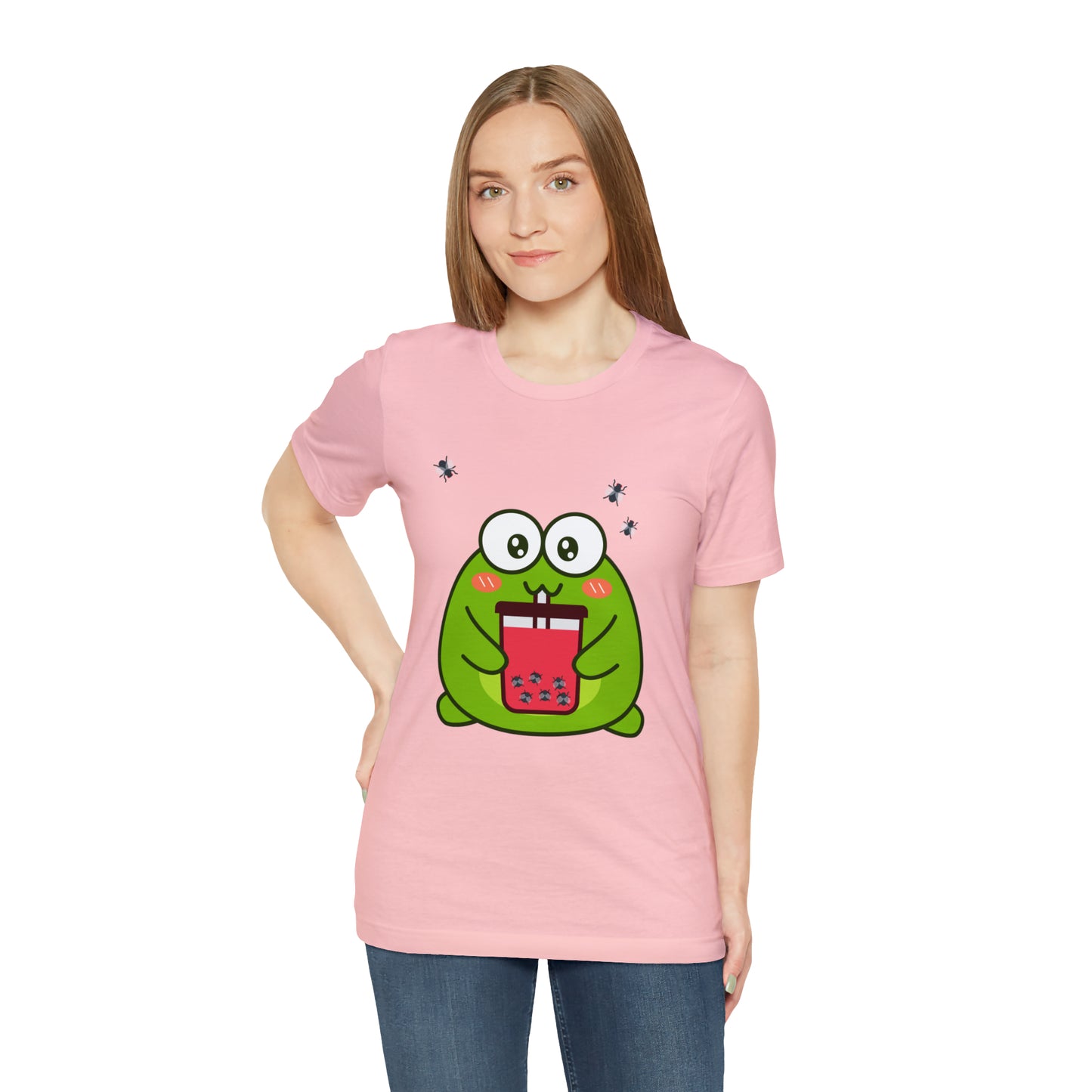 Frog loves boba tea Unisex Jersey Short Sleeve Tee