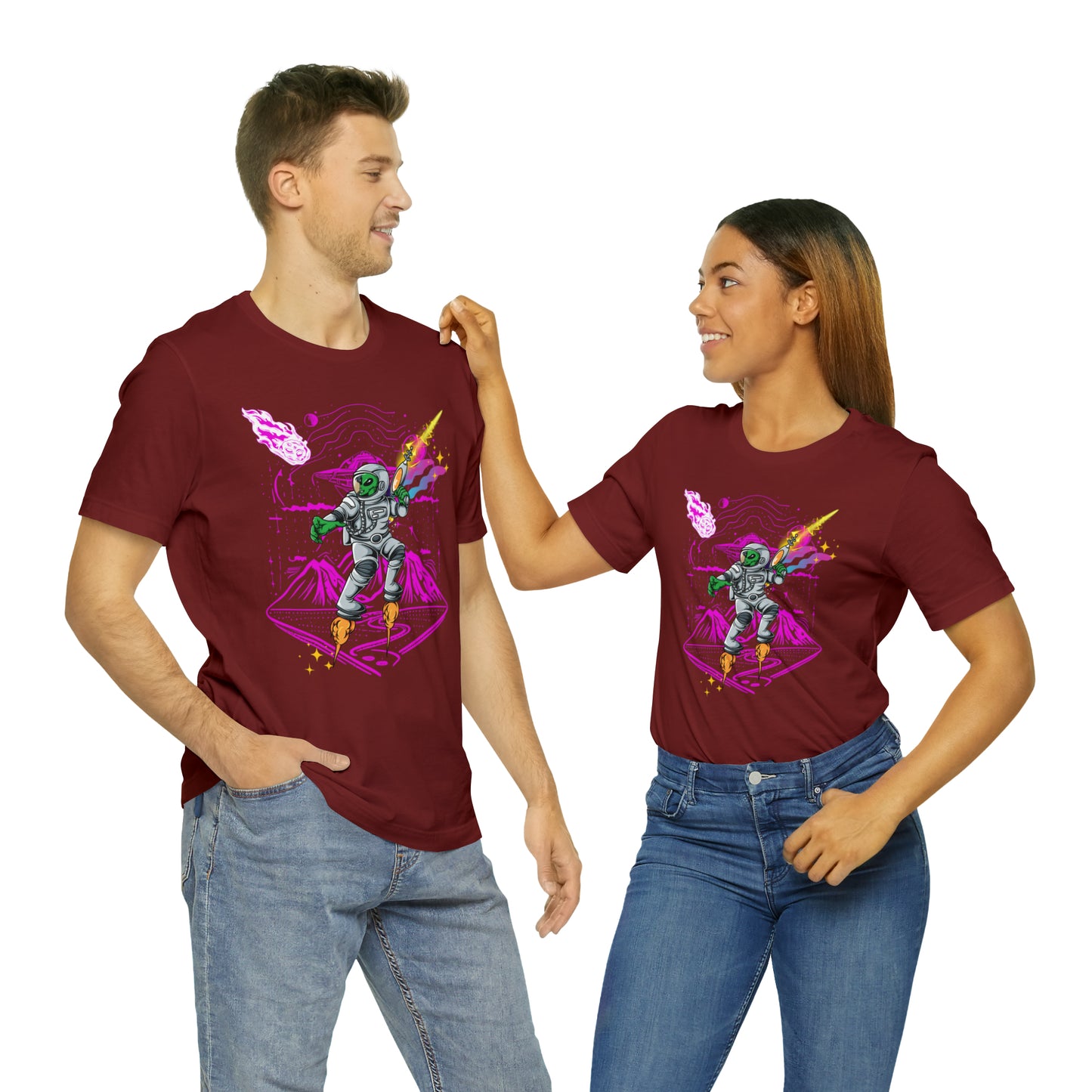 Alien and ray gun Unisex Jersey Short Sleeve Tee