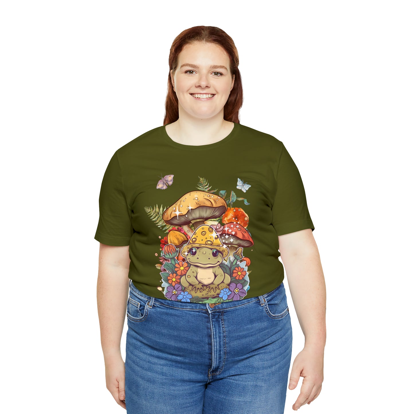 Frog and mushroom cute Unisex Jersey Short Sleeve Tee