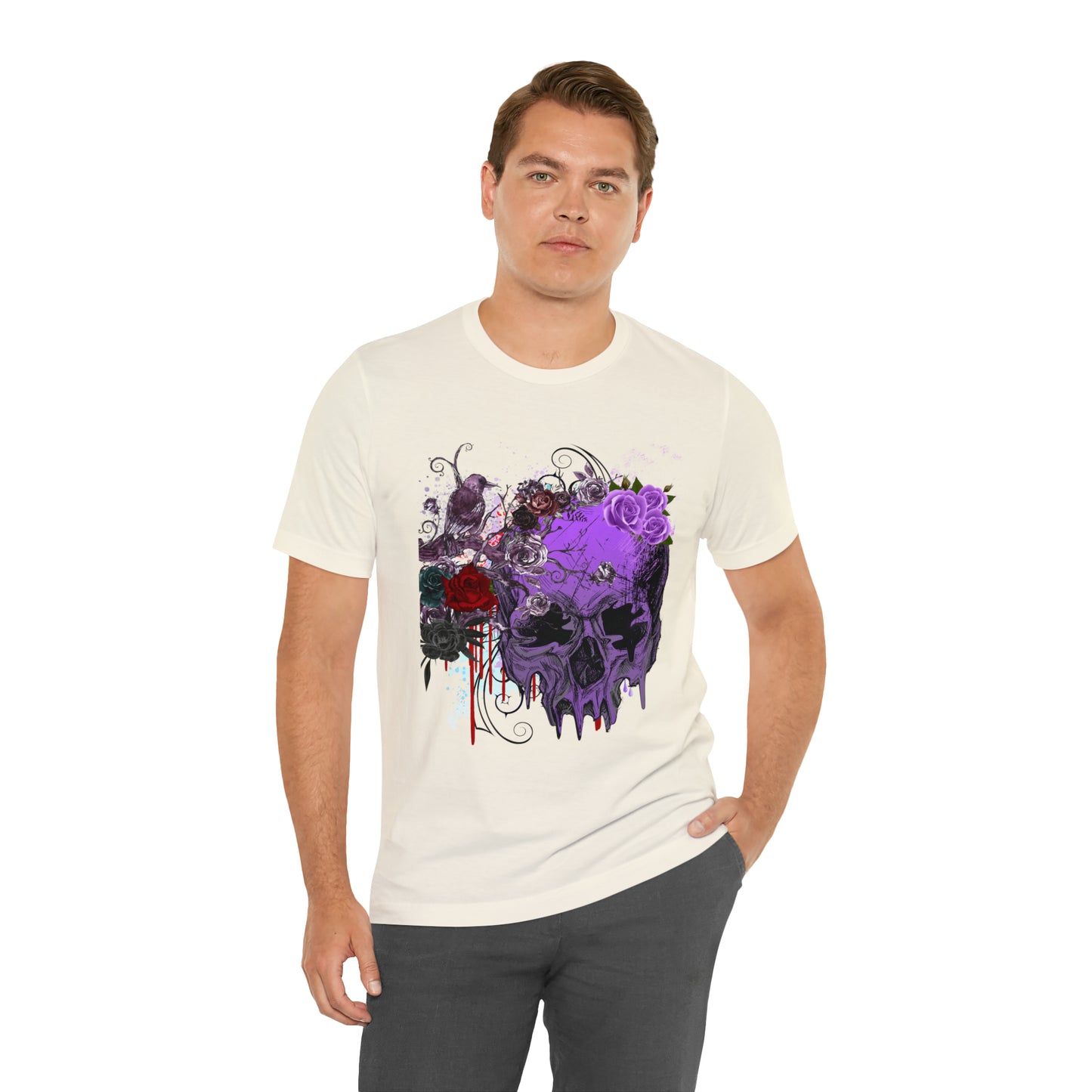 Halloween skull purple Unisex Jersey Short Sleeve Tee