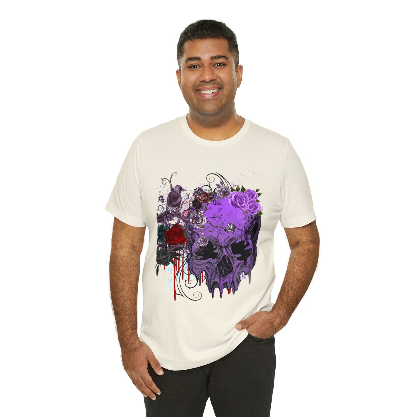 Halloween skull purple Unisex Jersey Short Sleeve Tee