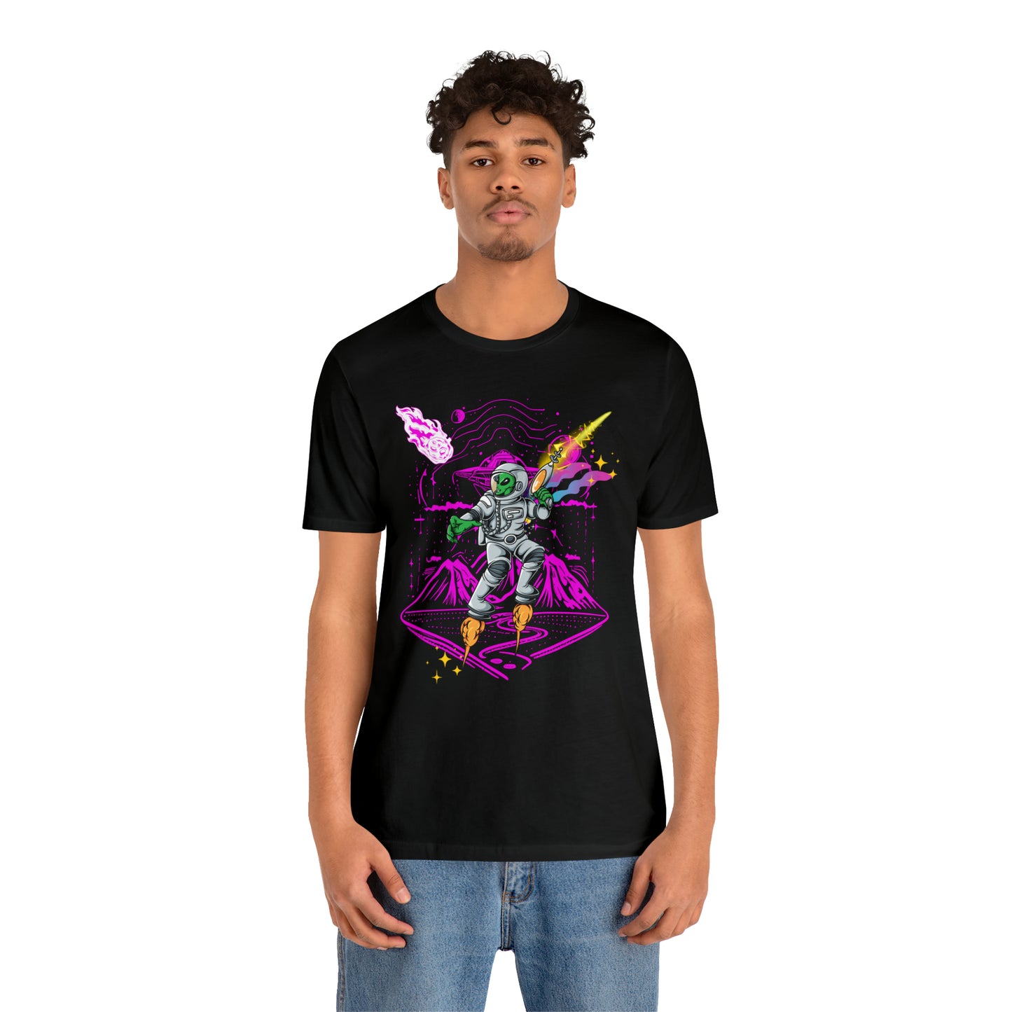 Alien and ray gun Unisex Jersey Short Sleeve Tee