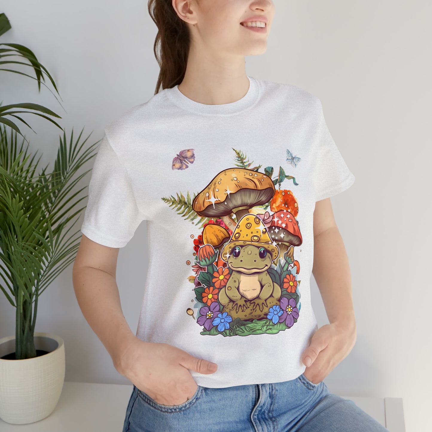 Frog and mushroom cute Unisex Jersey Short Sleeve Tee