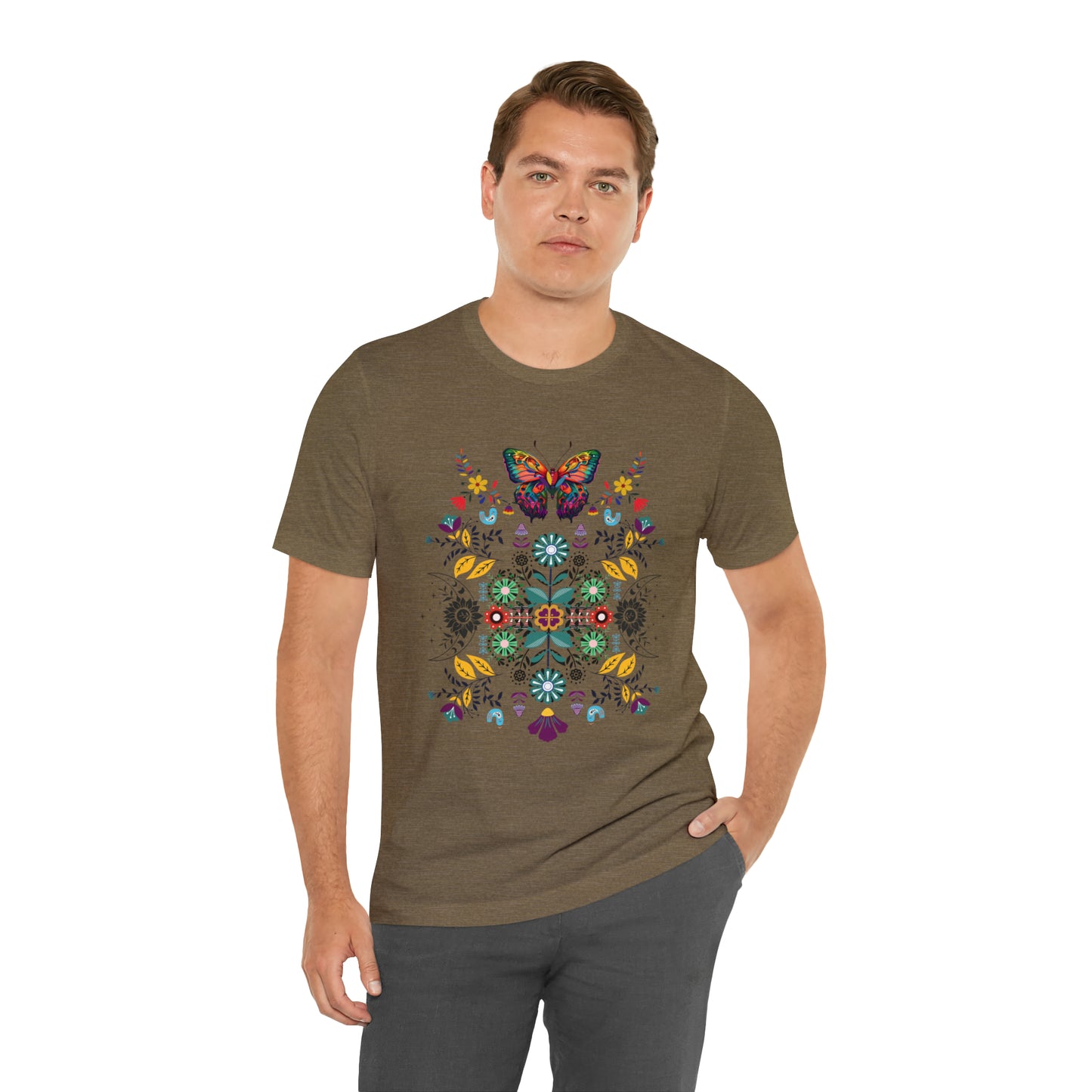 Celestial Folk art butterfly Unisex Jersey Short Sleeve Tee