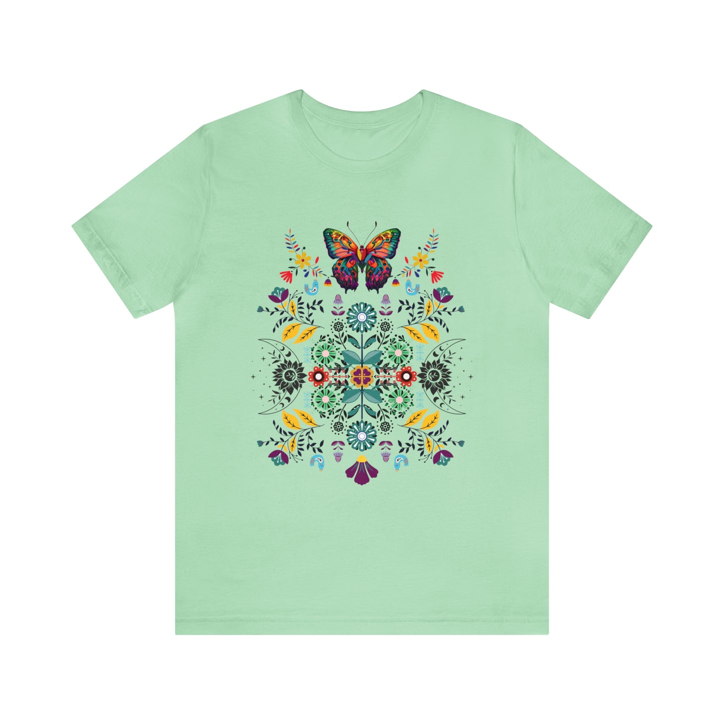 Celestial Folk art butterfly Unisex Jersey Short Sleeve Tee