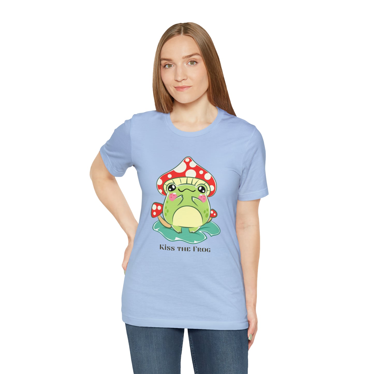 Kiss the frog kawaii cute Unisex Jersey Short Sleeve Tee