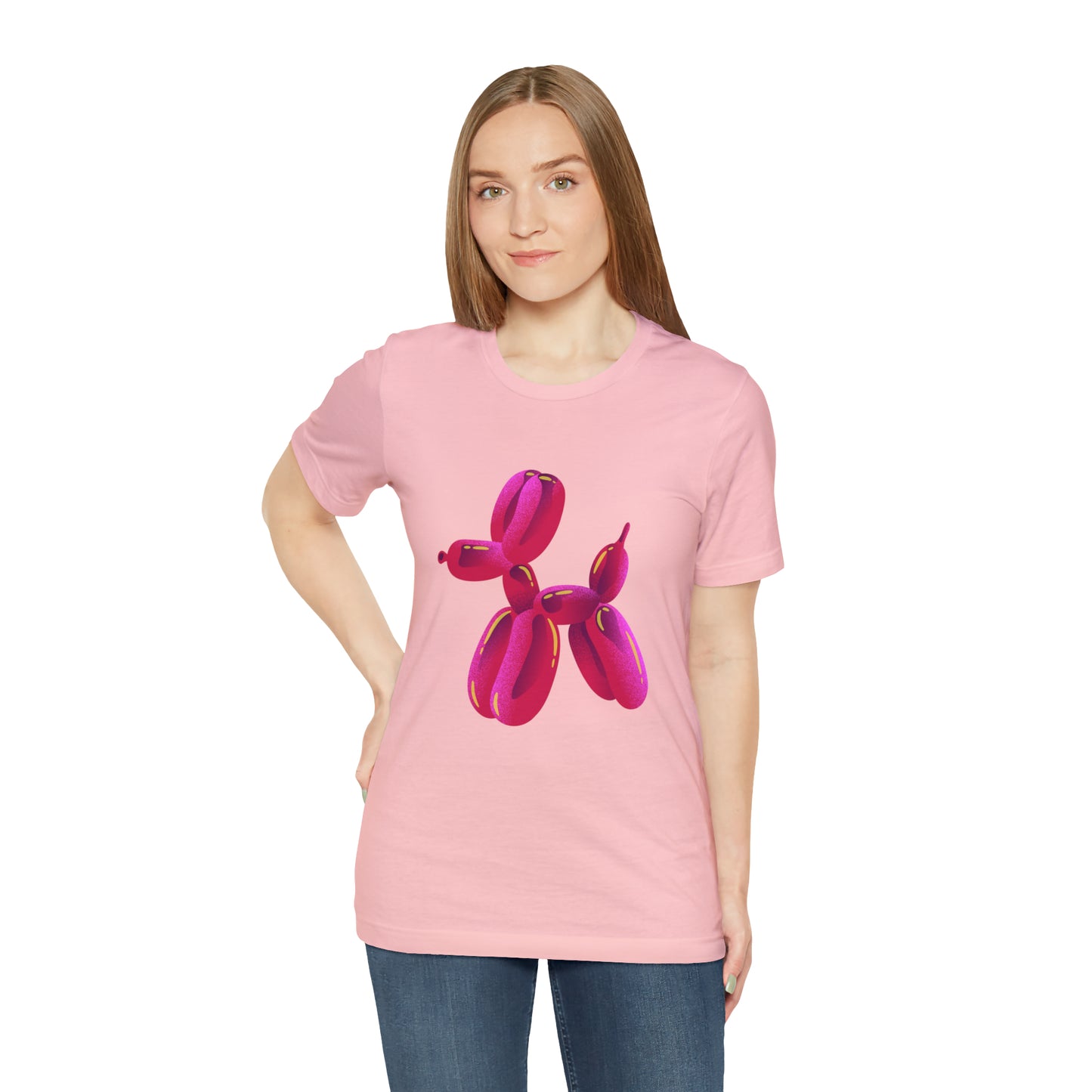 Dog balloon pink Unisex Jersey Short Sleeve Tee