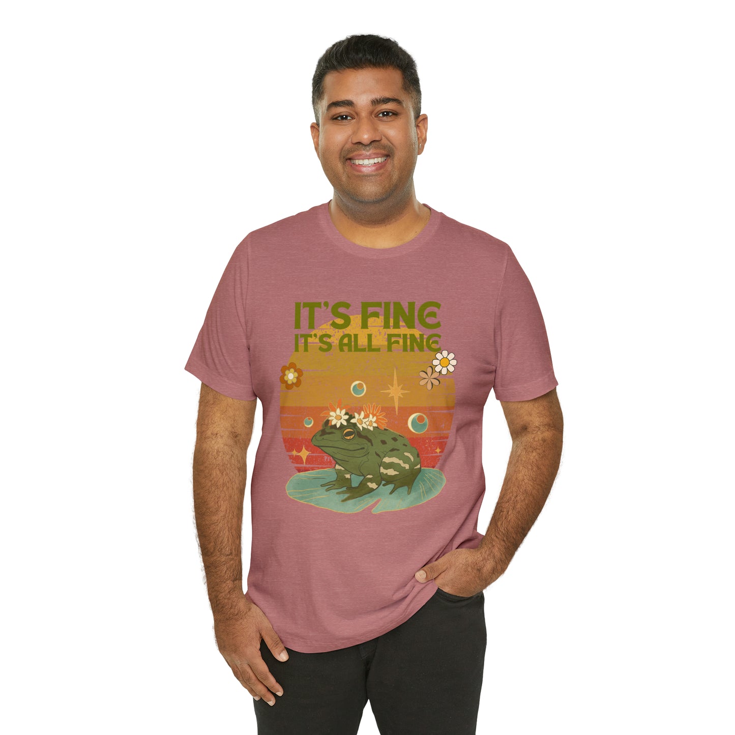 It's fine, it's all fine Cottage Frog Unisex Jersey Short Sleeve Tee