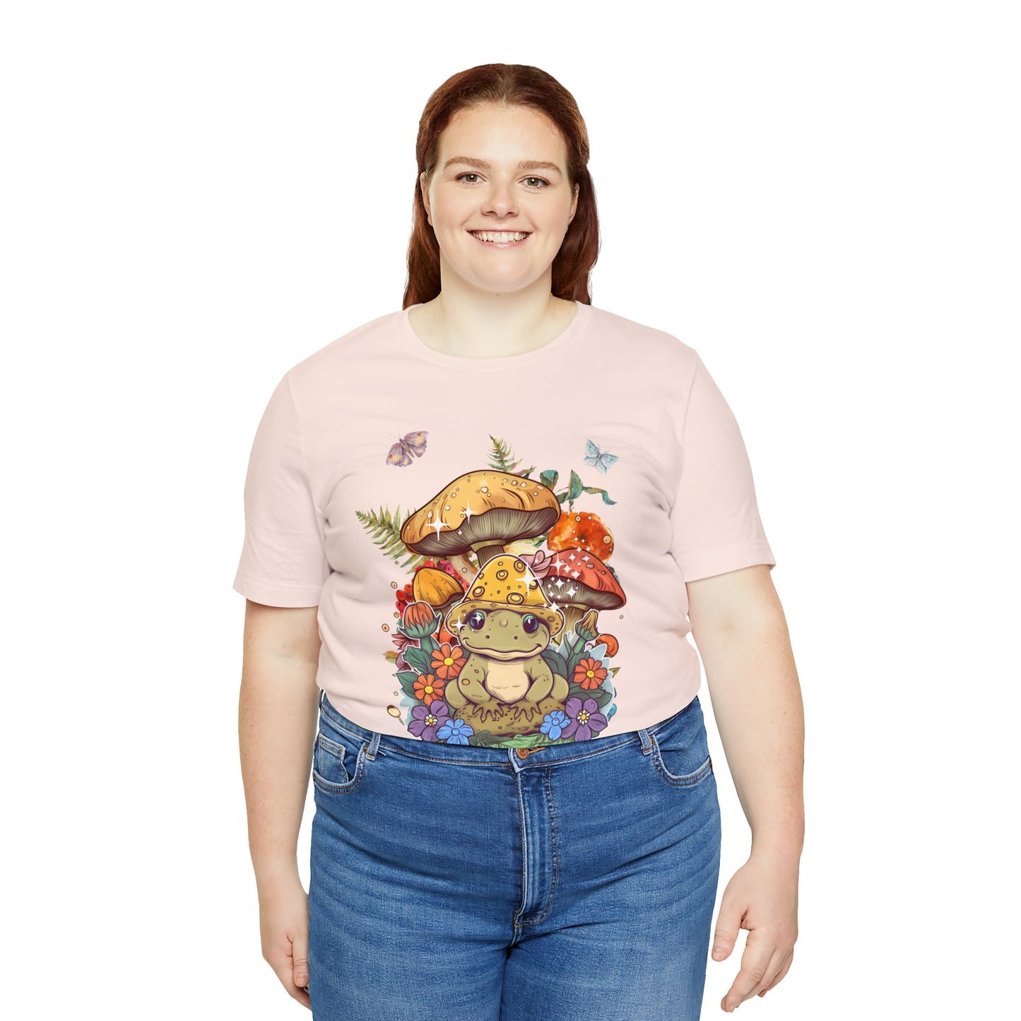 Frog and mushroom cute Unisex Jersey Short Sleeve Tee