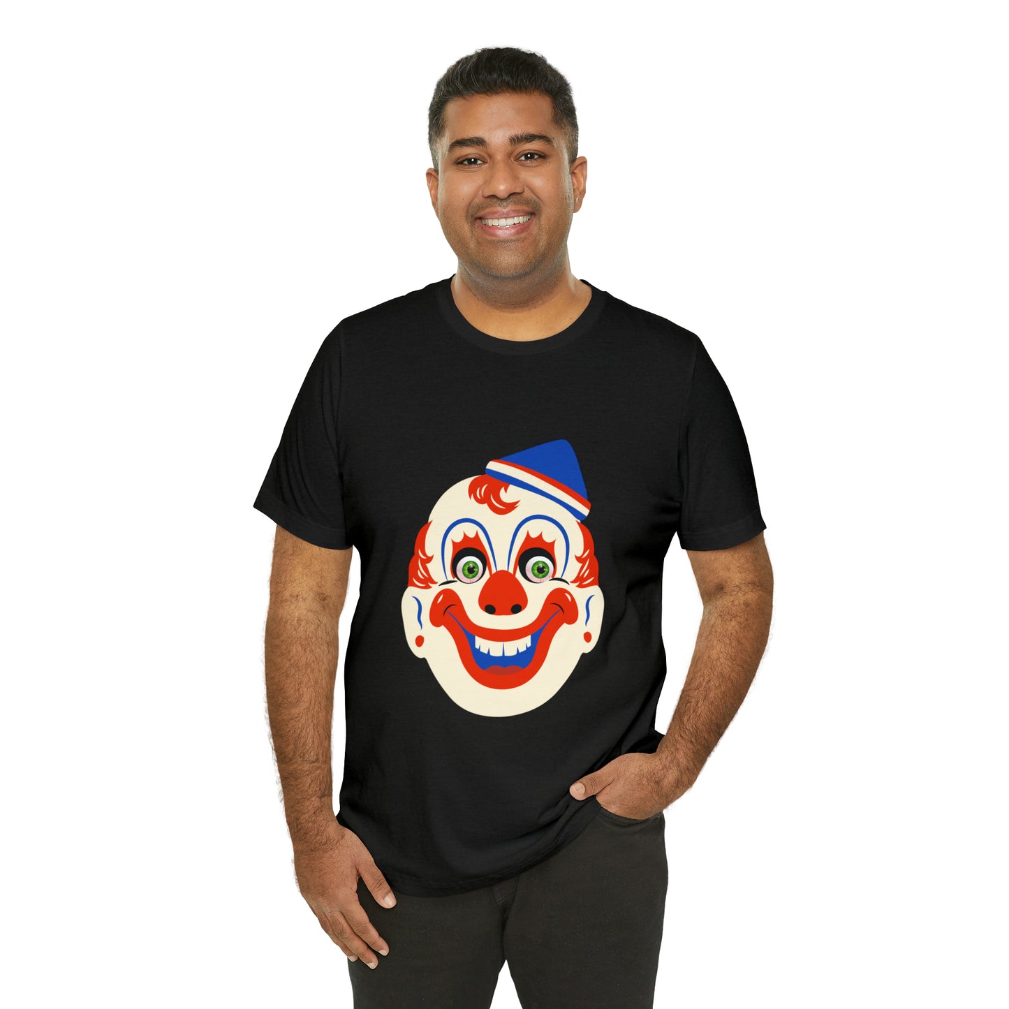 Halloween creepy clown mask Unisex Jersey Short Sleeve Tee