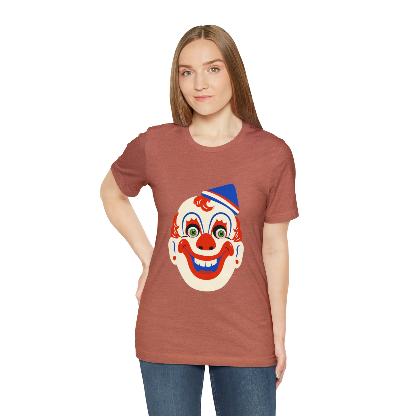 Halloween creepy clown mask Unisex Jersey Short Sleeve Tee