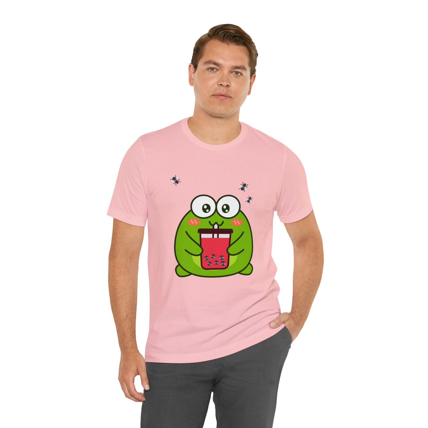 Frog loves boba tea Unisex Jersey Short Sleeve Tee