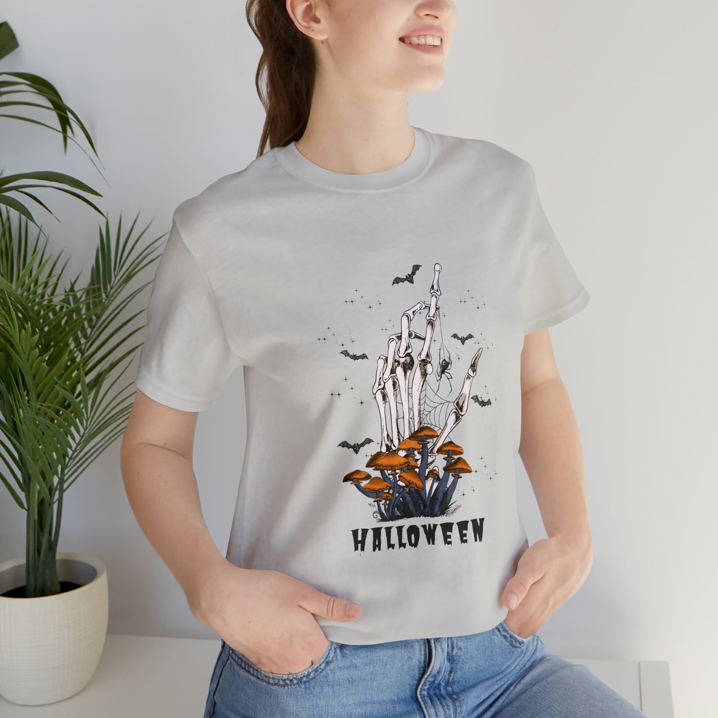 Halloween hand mushrooms Unisex Jersey Short Sleeve Tee