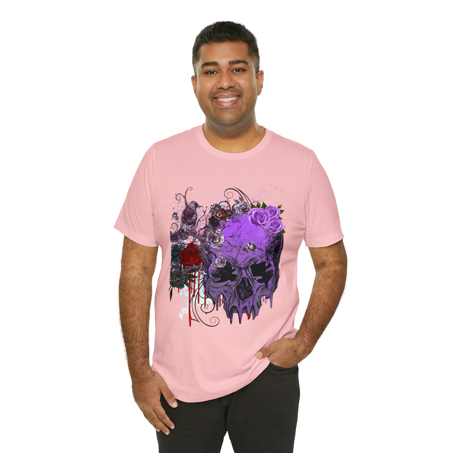 Halloween skull purple Unisex Jersey Short Sleeve Tee